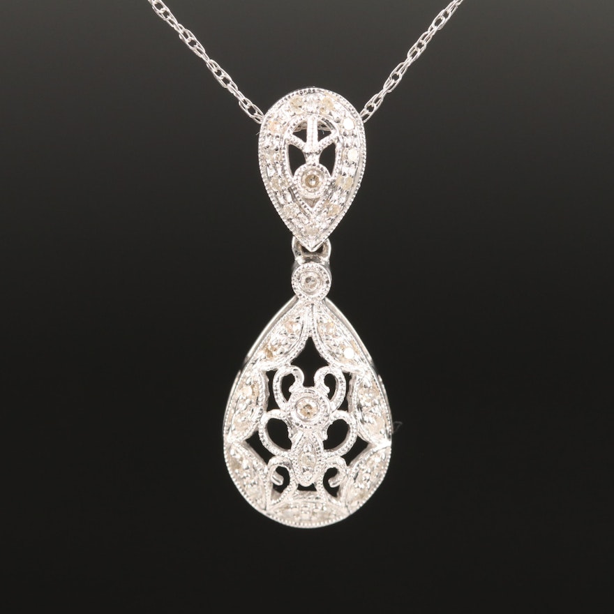 Krementz 14K Diamond Pendant on Braided Chain