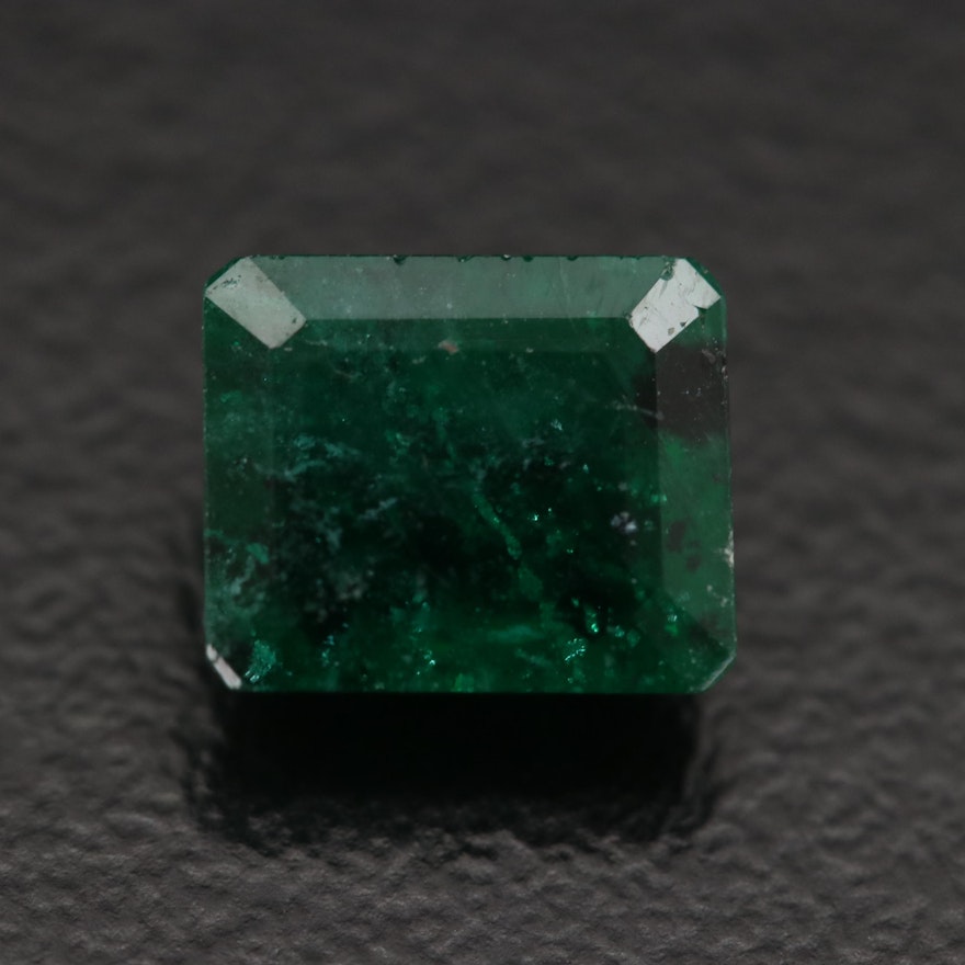 Loose 1.85 CT Rectangular Faceted Emerald with GIA Report