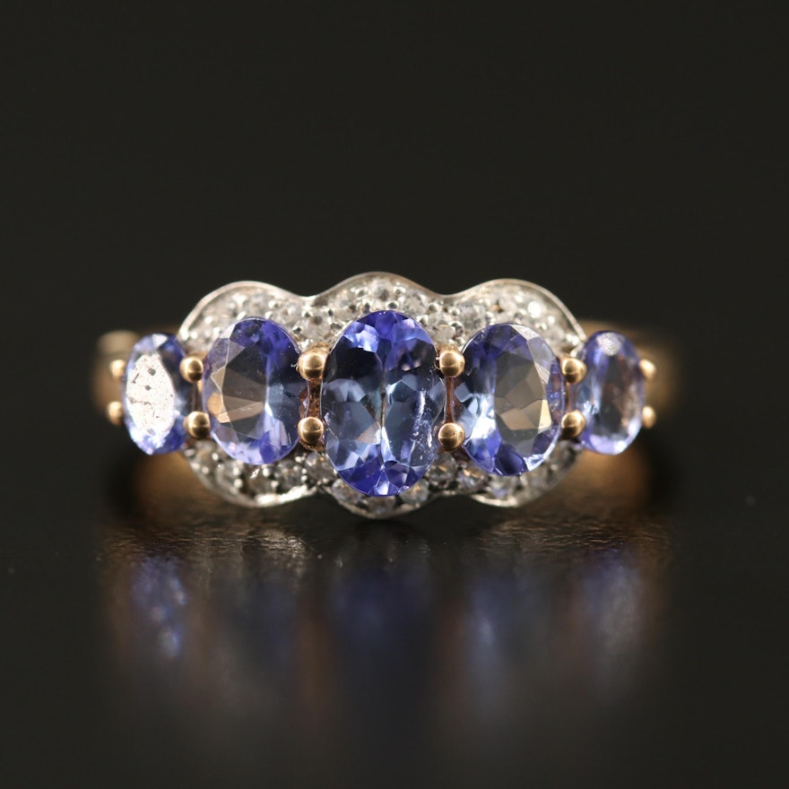 9K Tanzanite Ring with Spinel Accents