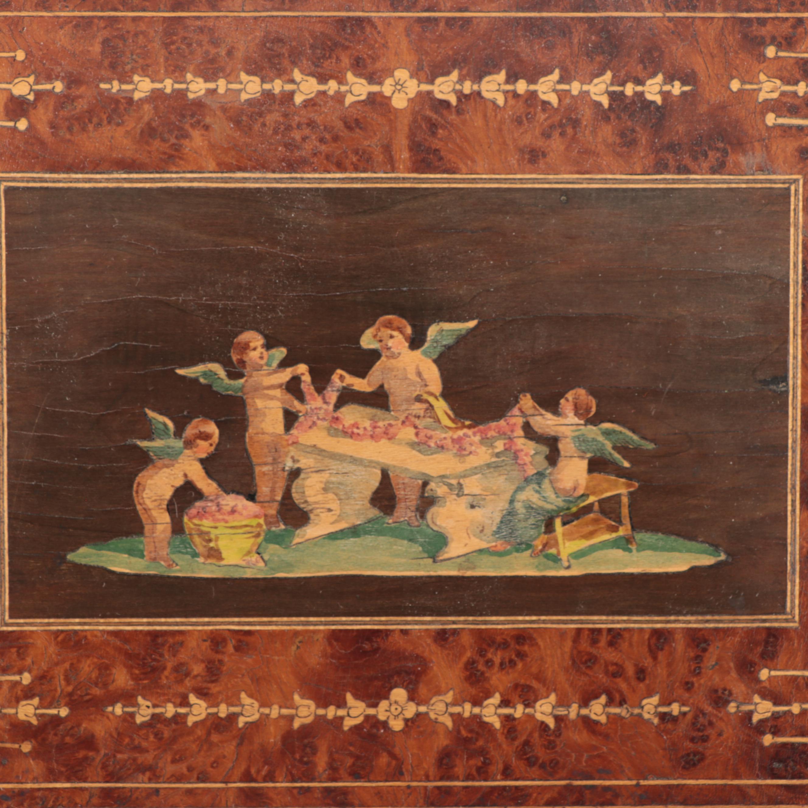 Italian Burlwood and Marquetry Lock Box, Late 19th to Early 20th Century