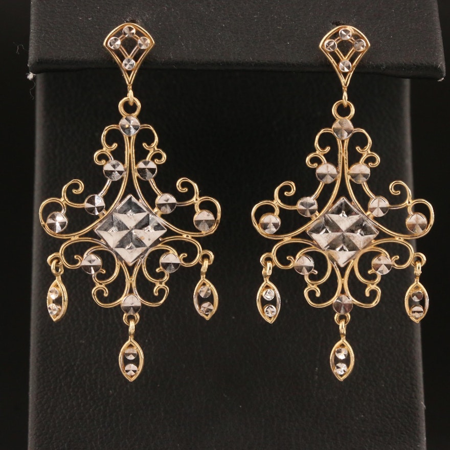 14K Two-Tone Chandelier Earrings