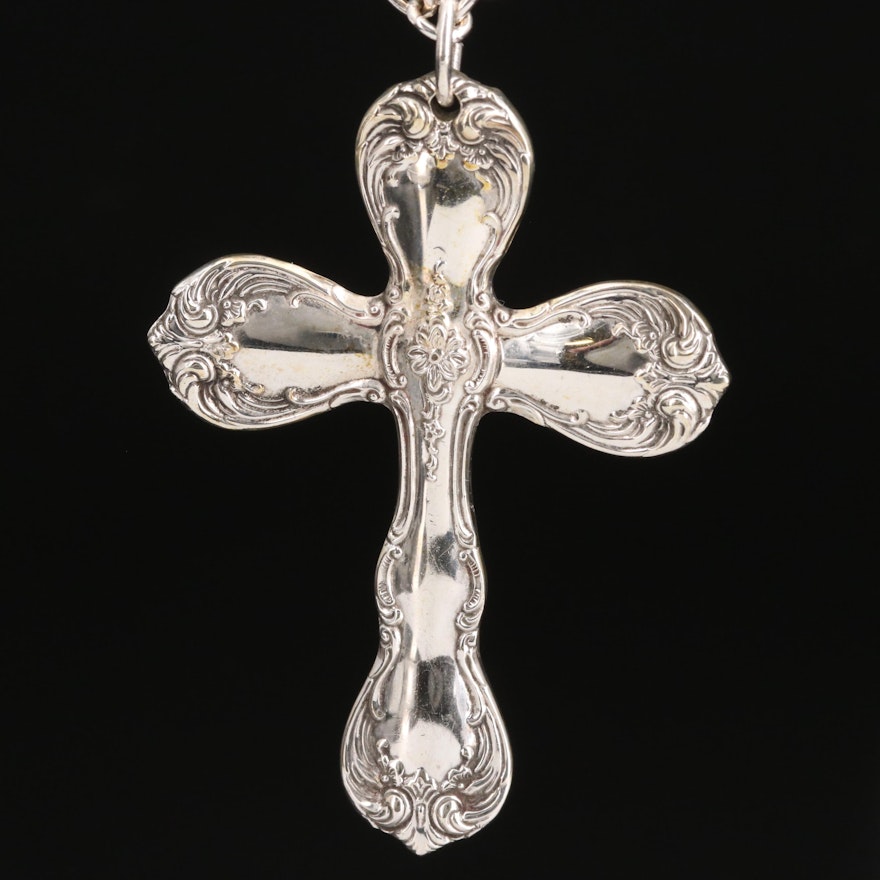 Towle Sterling Spoon Cross Pendant Necklace