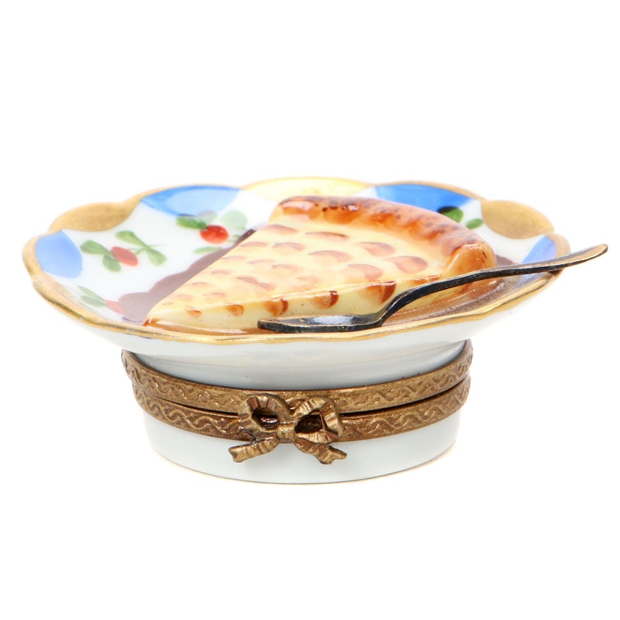 Hand-Painted Porcelain Slice of Pie Limoges Box