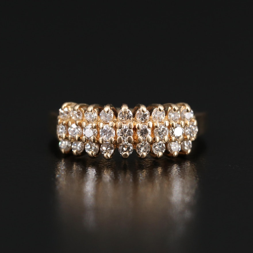 14K Diamond Step Ring