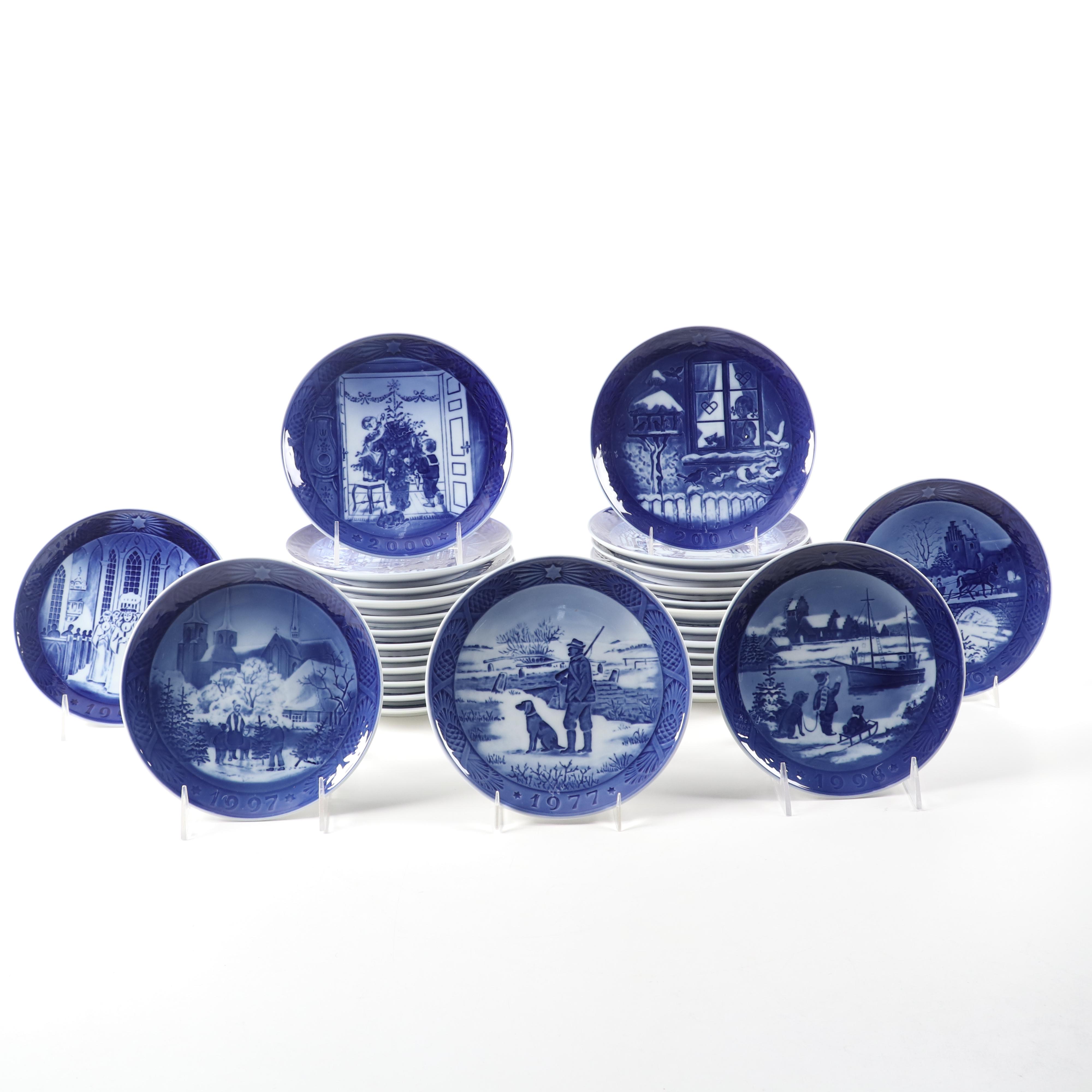 Royal Copenhagen "Trimming the Tree" and Other Porcelain Christmas Plates