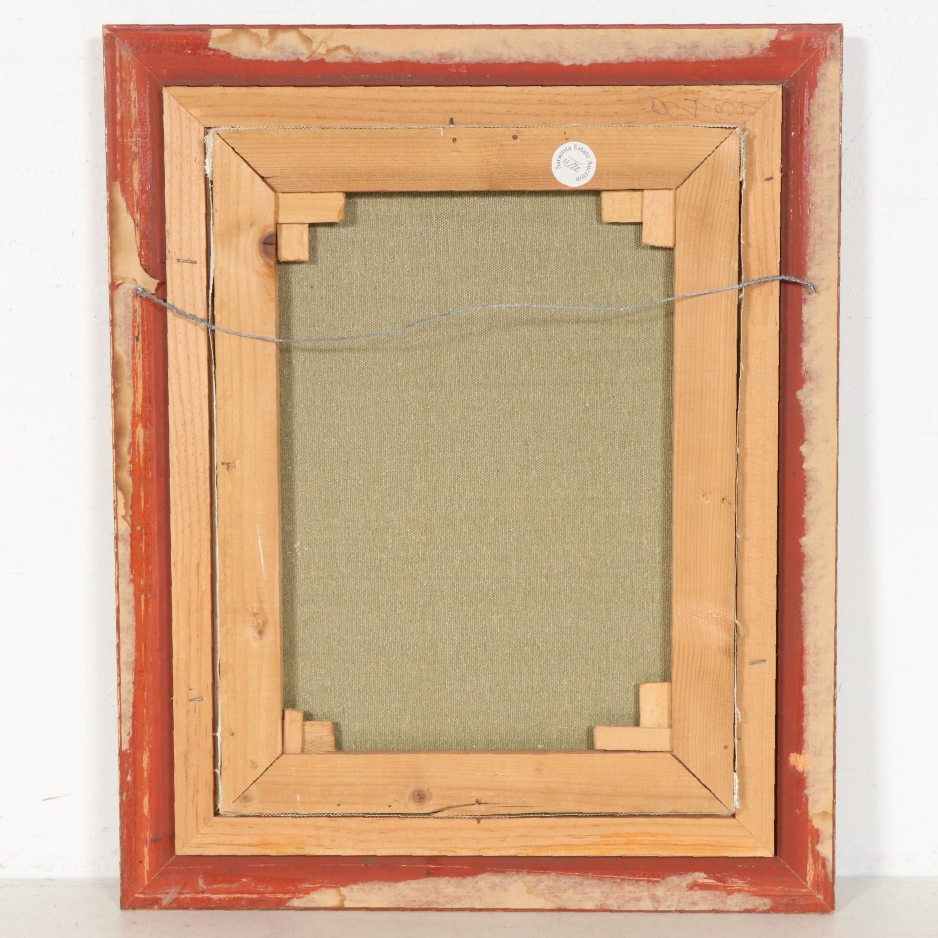 Oil Painting of Woman Washing Clothes with Washboard, Late 20th Century