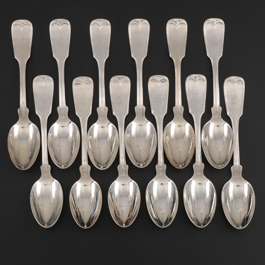 Whiting Mfg. Co. "Plain Thread" Sterling Teaspoons, Retailed by Duhme & Co