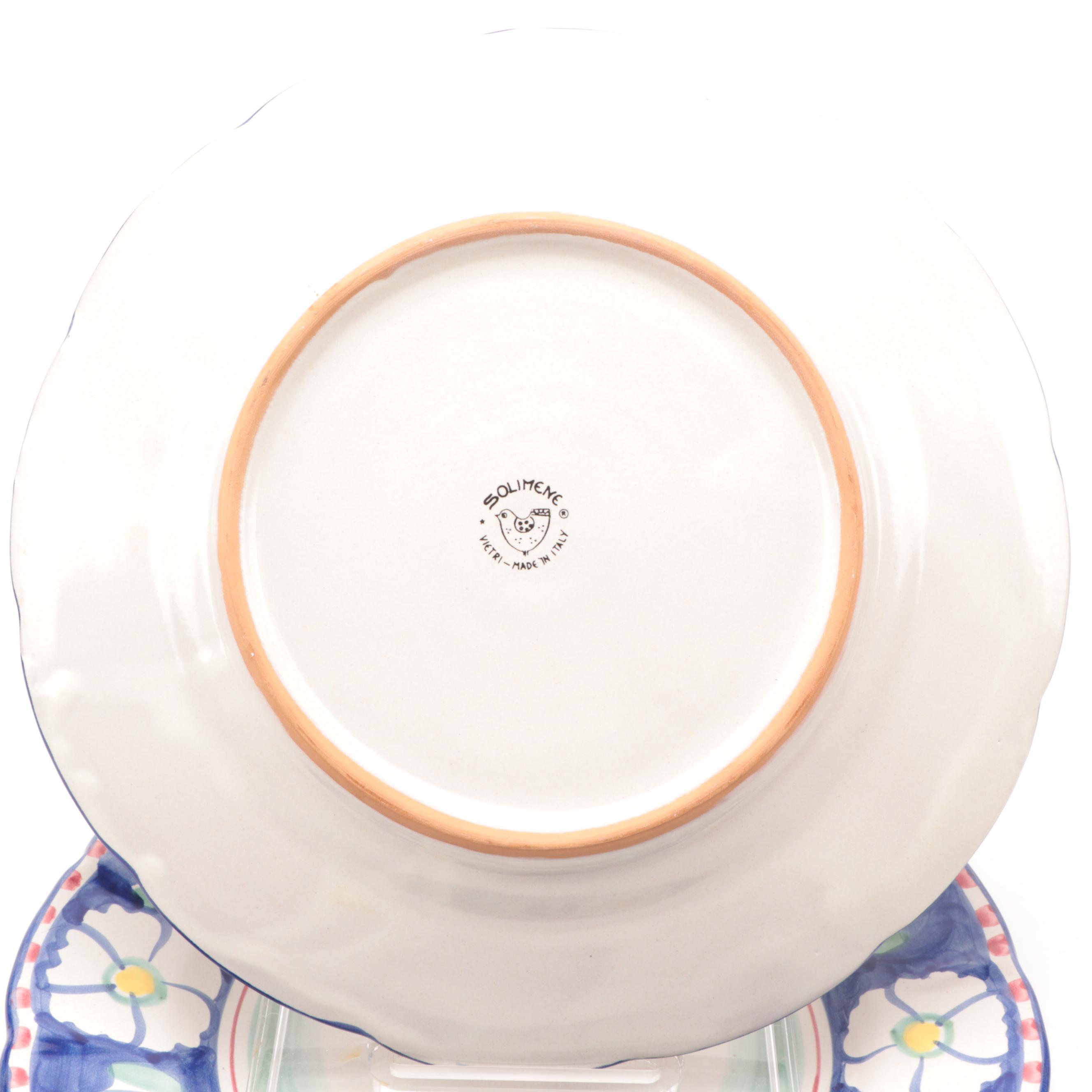 Solimene of Vietri Floral Ceramic Dinnerware and Serving Bowls