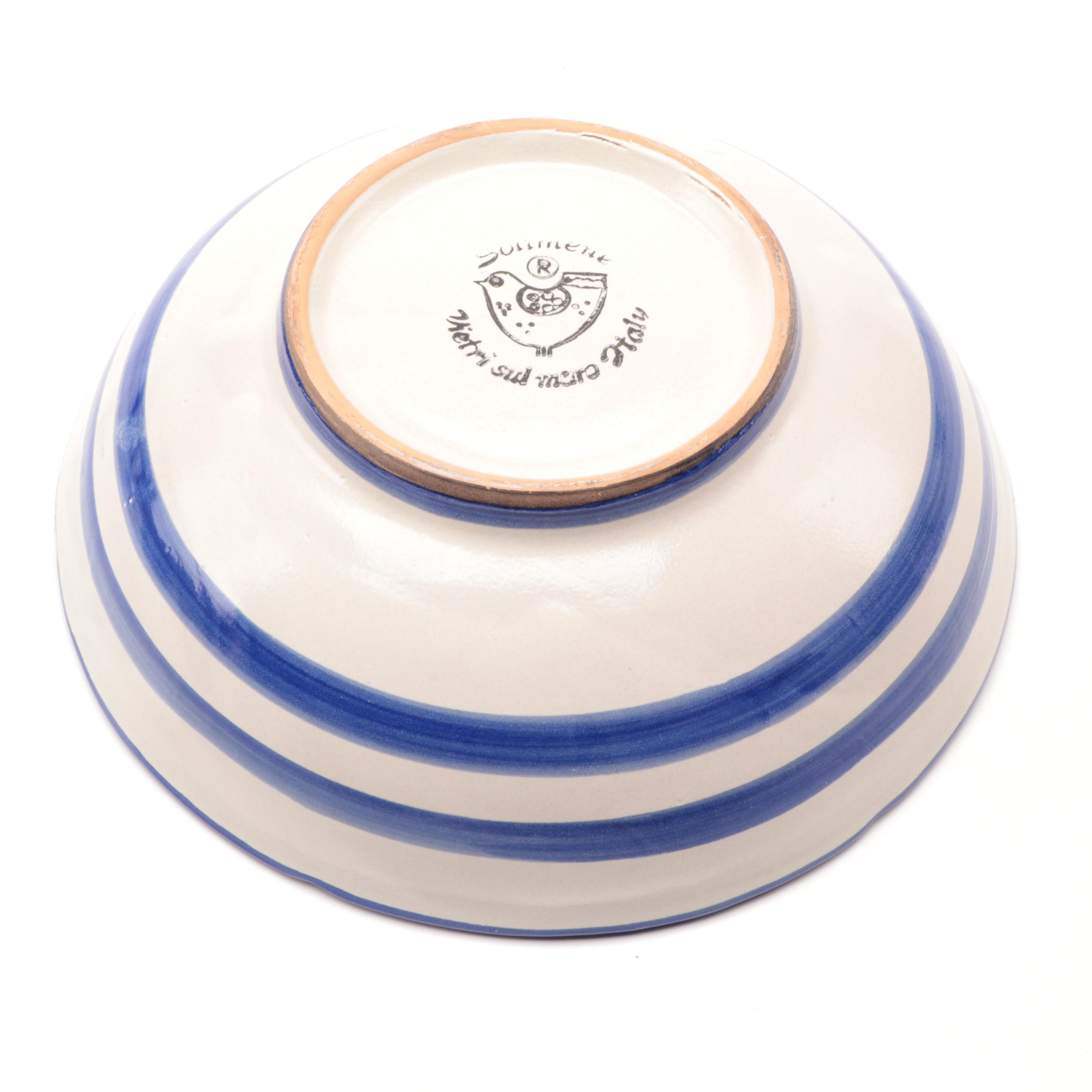 Solimene of Vietri Floral Ceramic Dinnerware and Serving Bowls