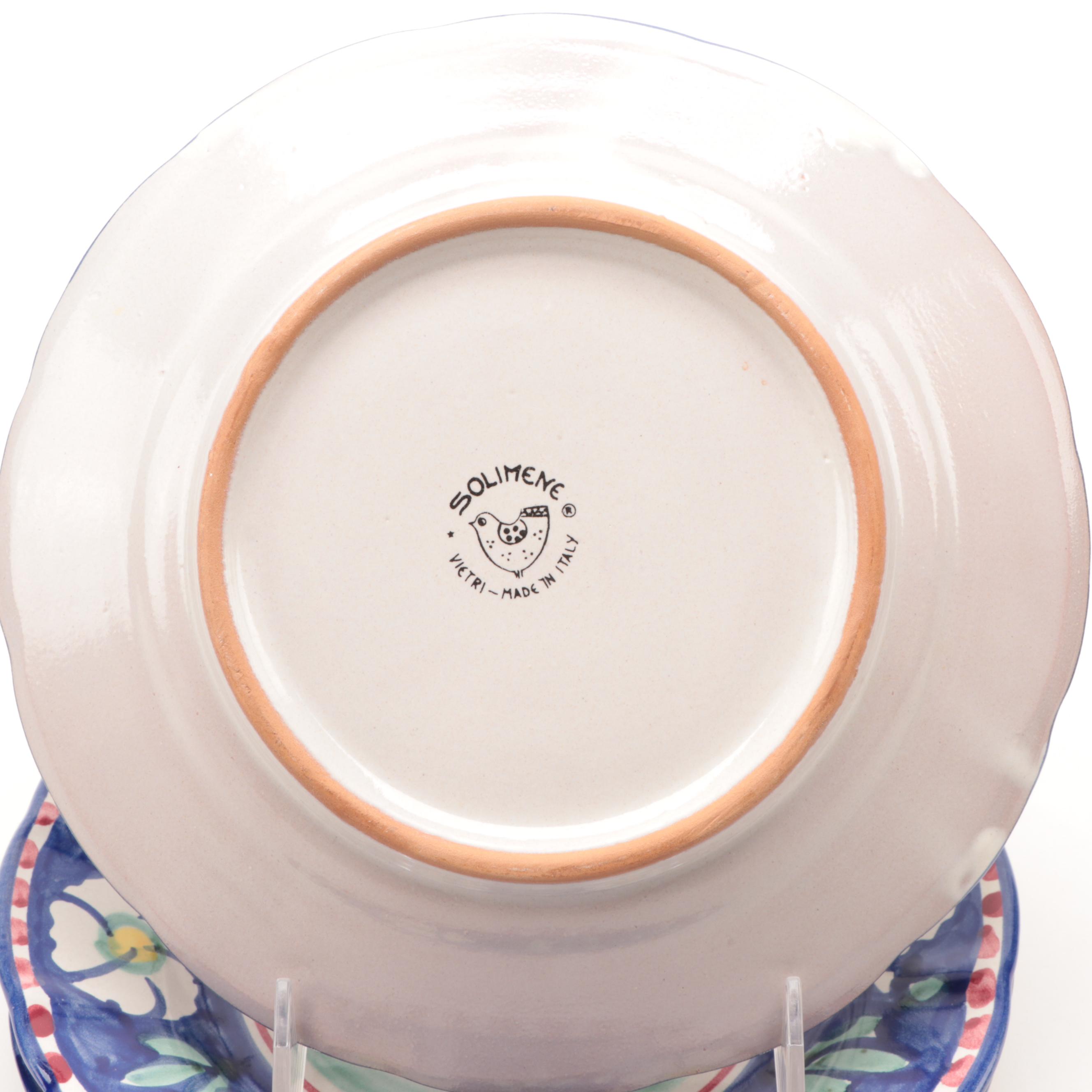 Solimene of Vietri Floral Ceramic Dinnerware and Serving Bowls