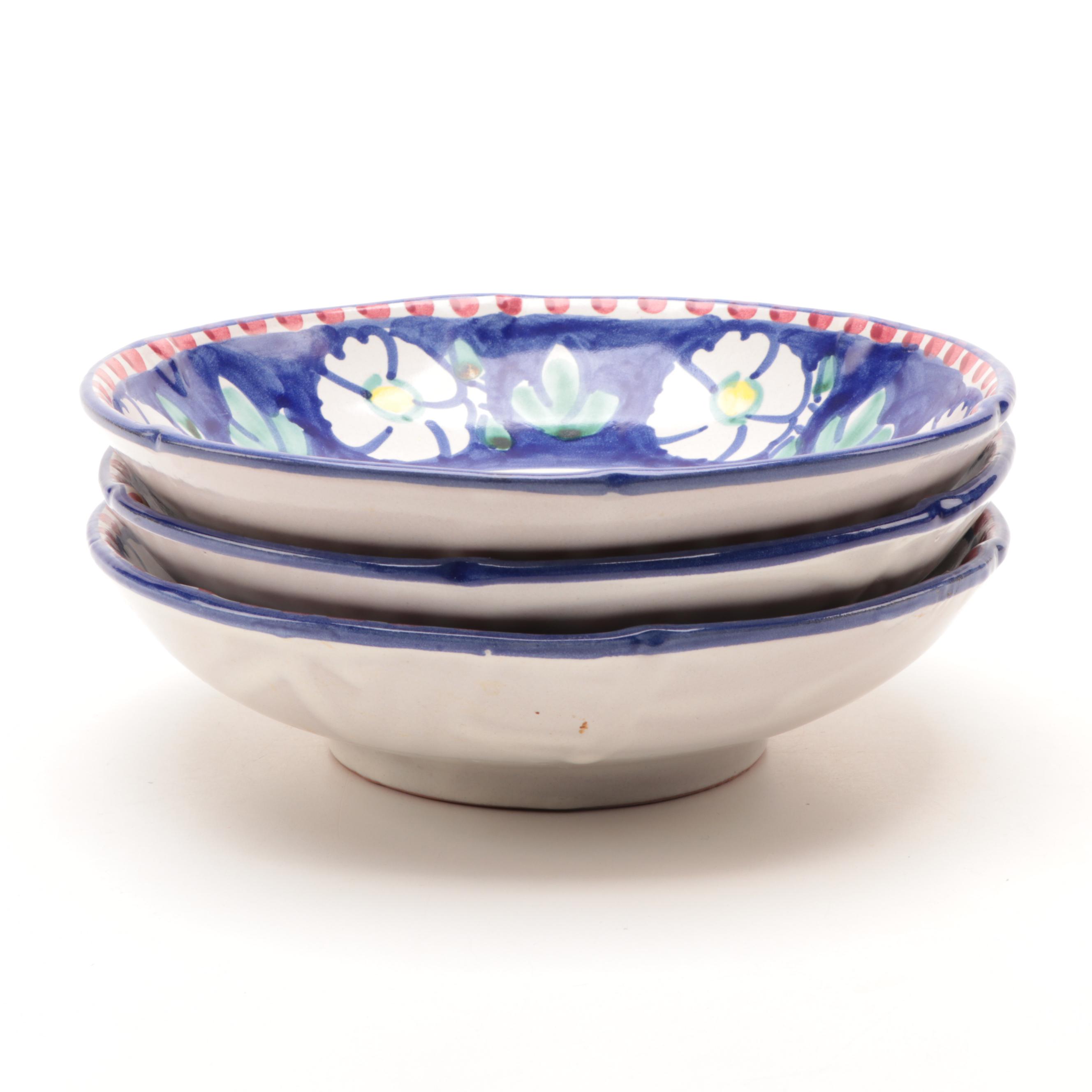 Solimene of Vietri Floral Ceramic Dinnerware and Serving Bowls