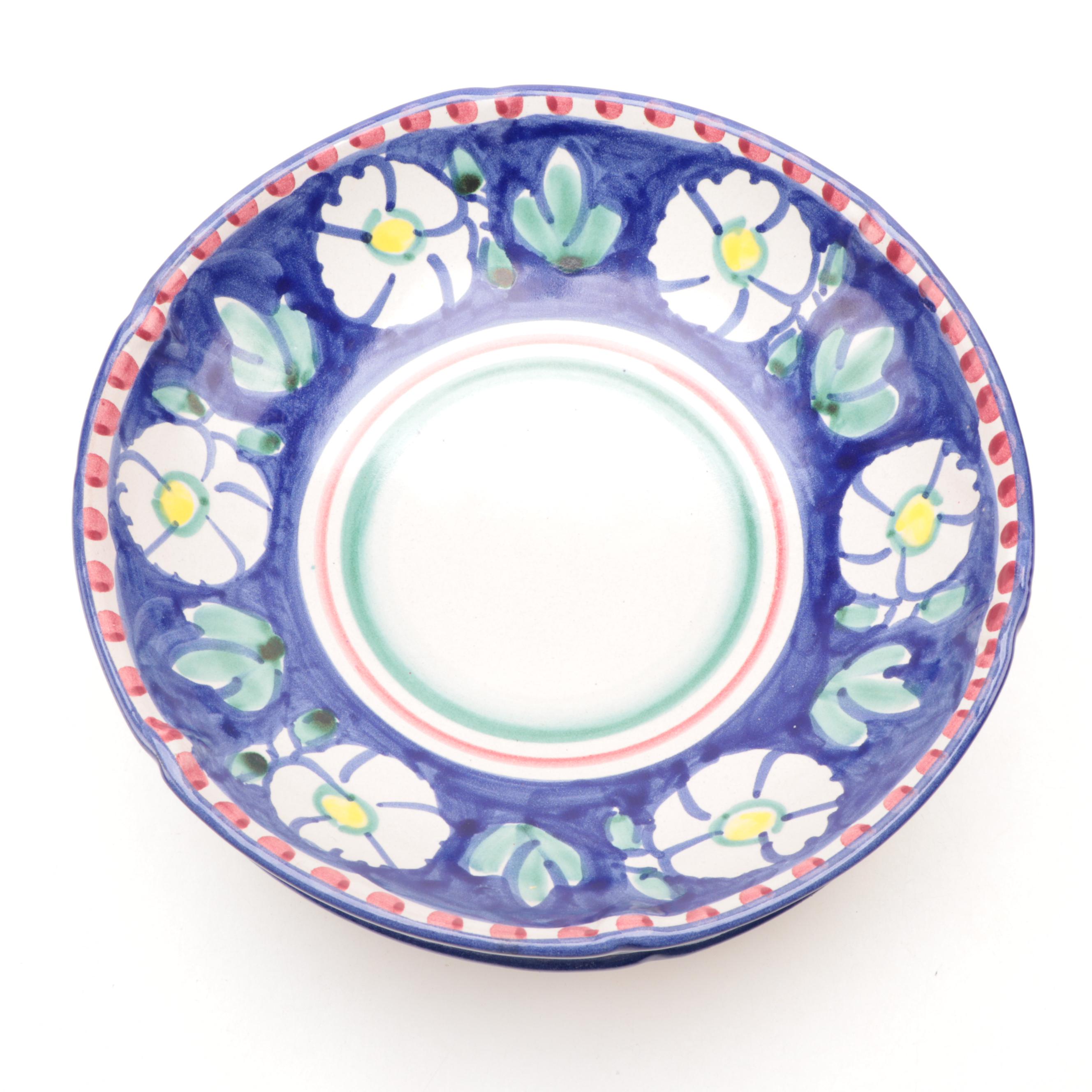 Solimene of Vietri Floral Ceramic Dinnerware and Serving Bowls