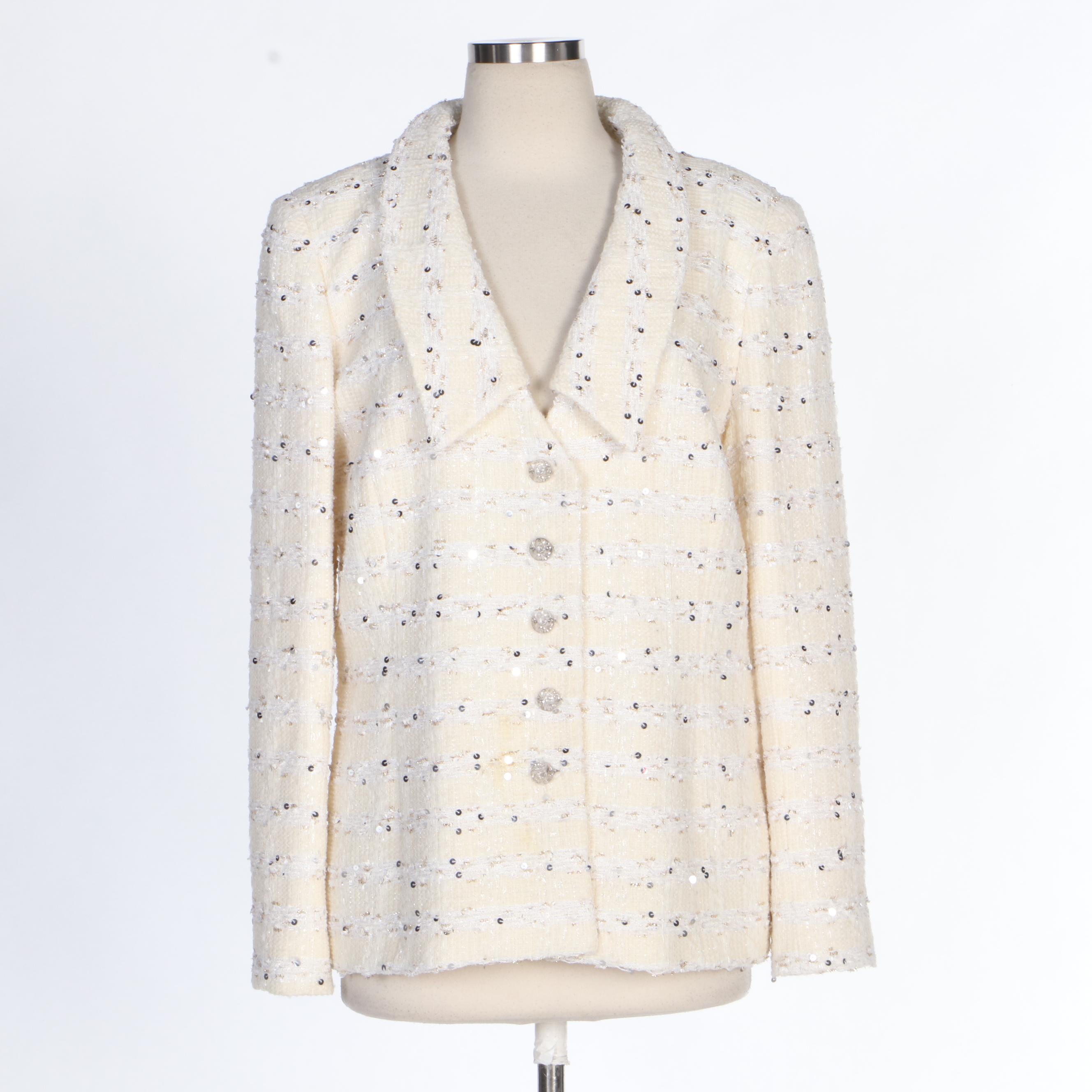 Peggy Jennings Full-Length Evening Skirt Set and Embellished Tweed Jacket