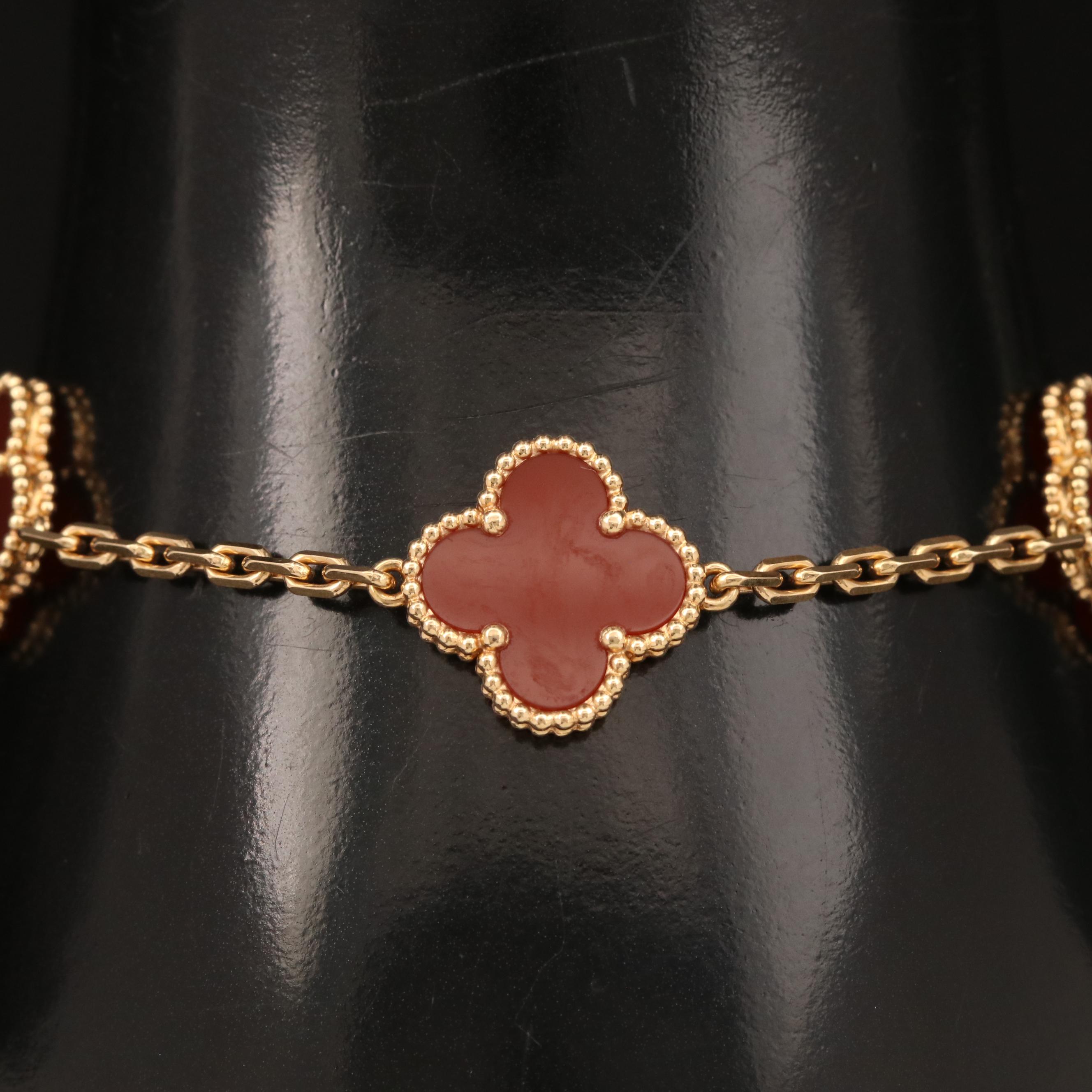 Vintage Van Cleef & Arpels "Alhambra" 18K Carnelian Bracelet