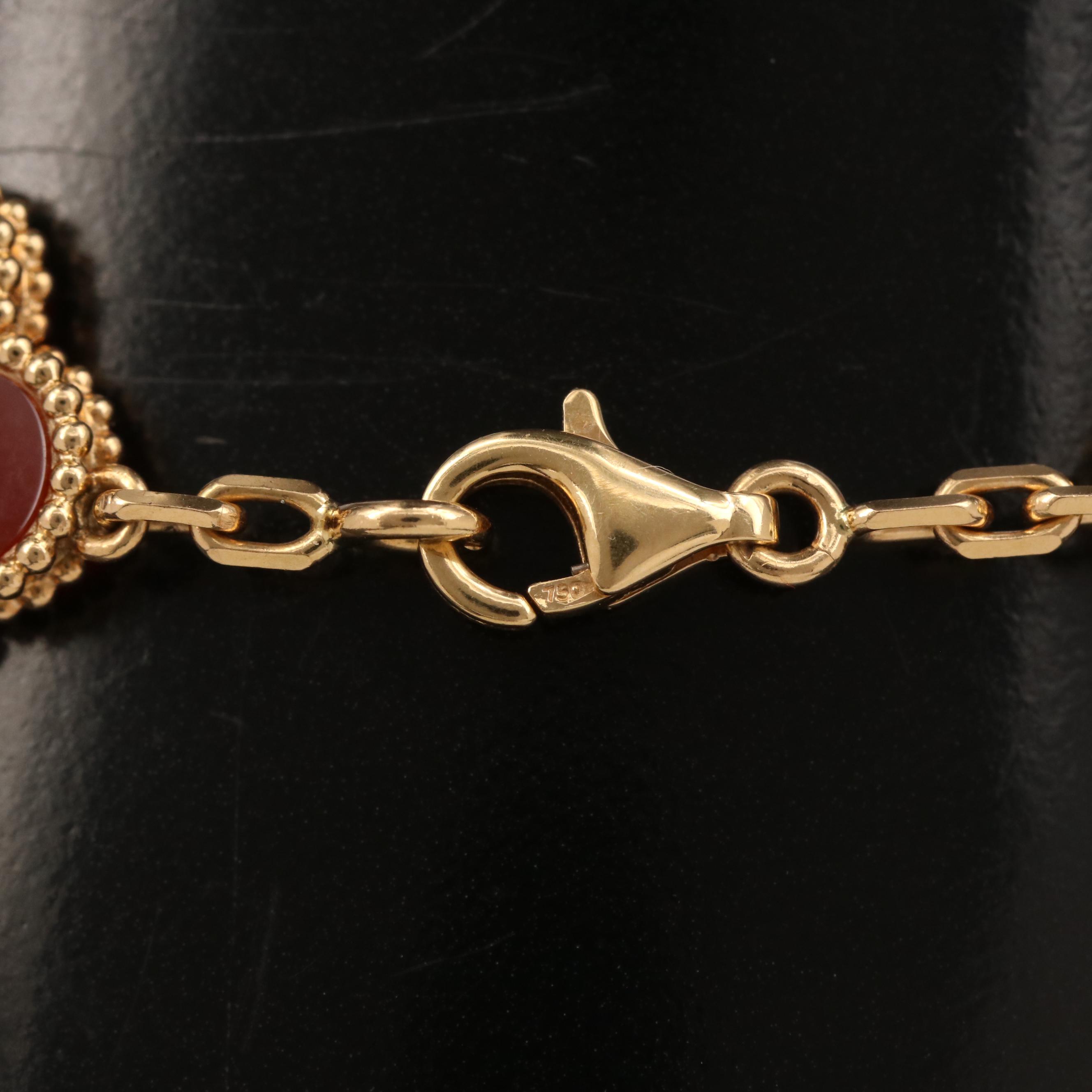 Vintage Van Cleef & Arpels "Alhambra" 18K Carnelian Bracelet