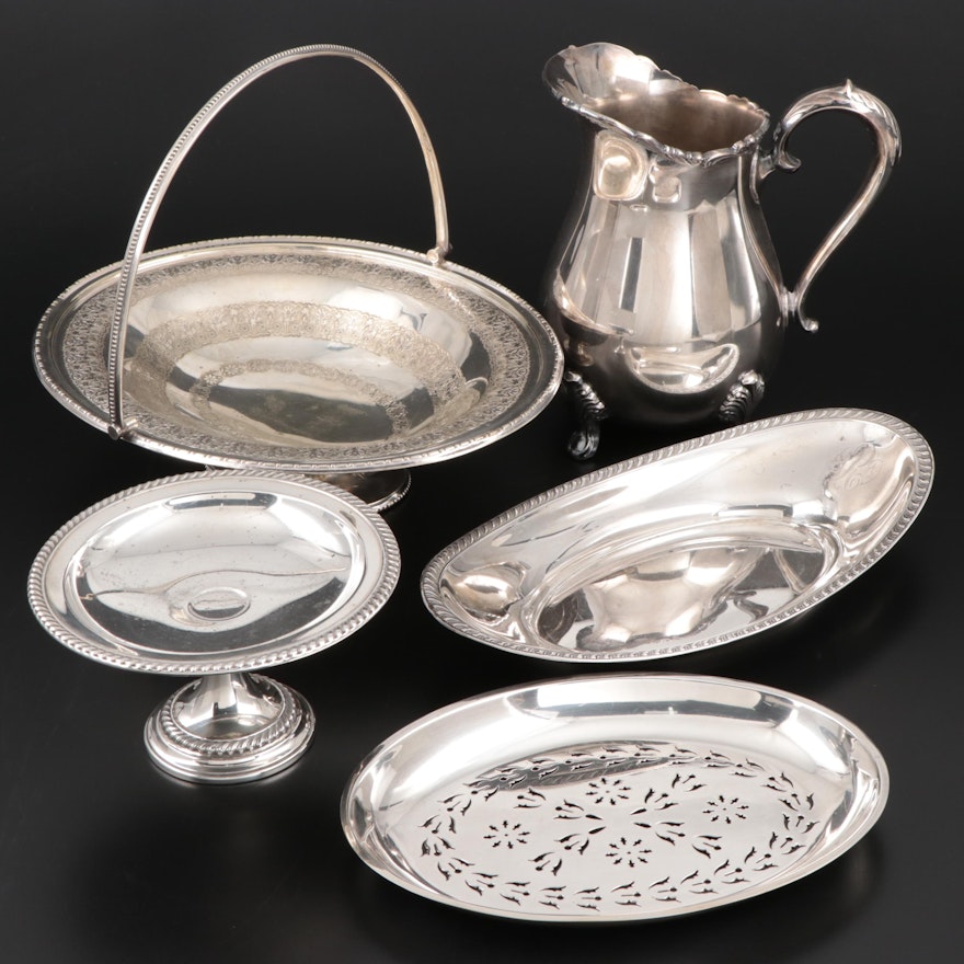 Sterling Silver Dish and Compote with Other Silver Plate