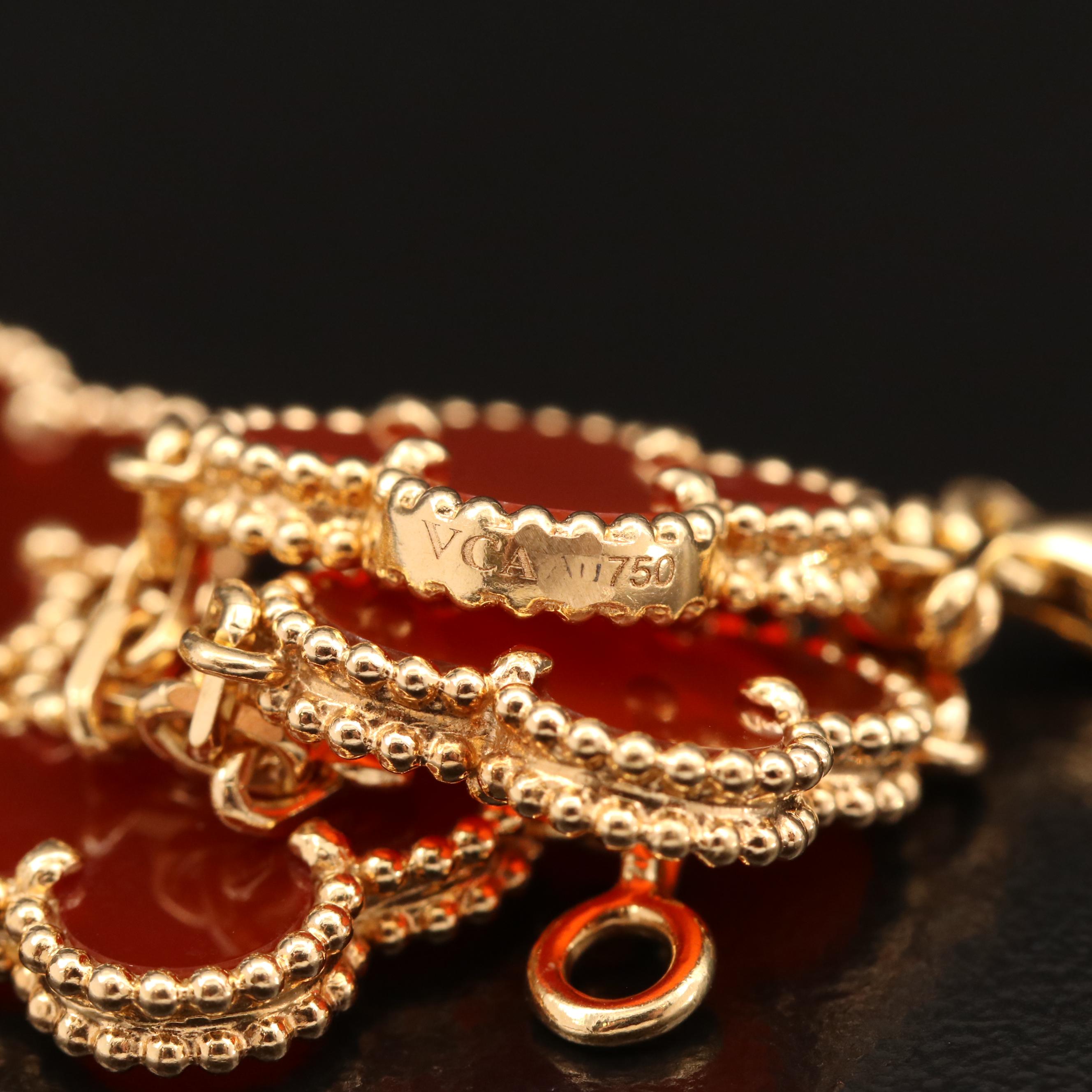 Vintage Van Cleef & Arpels "Alhambra" 18K Carnelian Bracelet