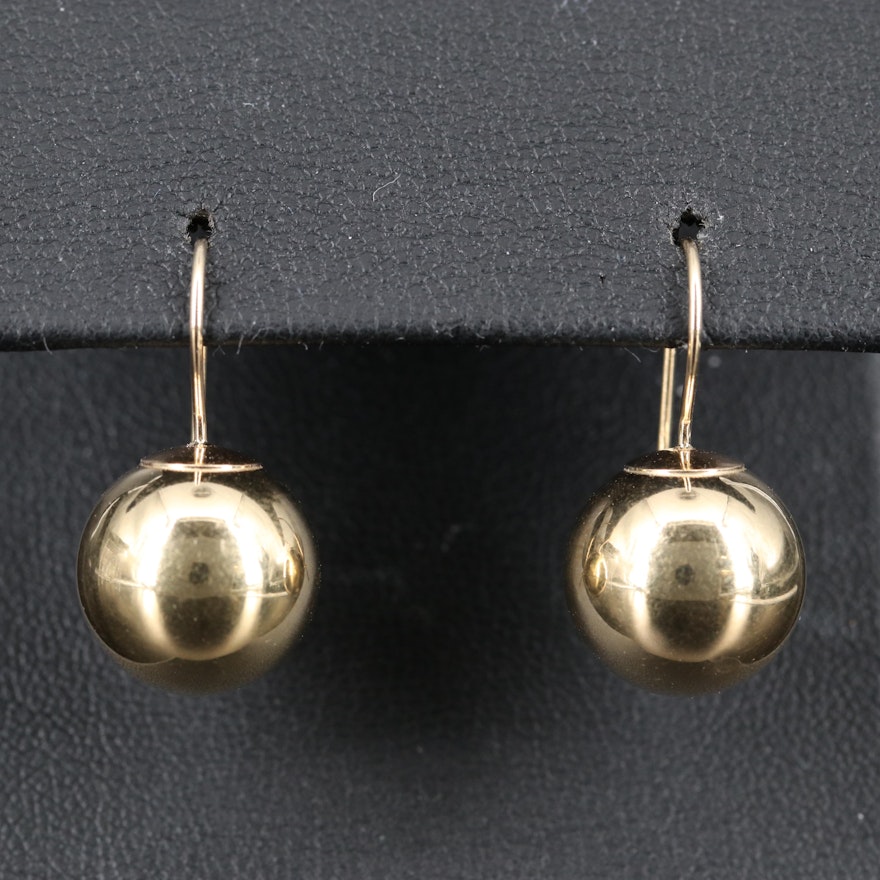 14K Sphere Drop Earrings