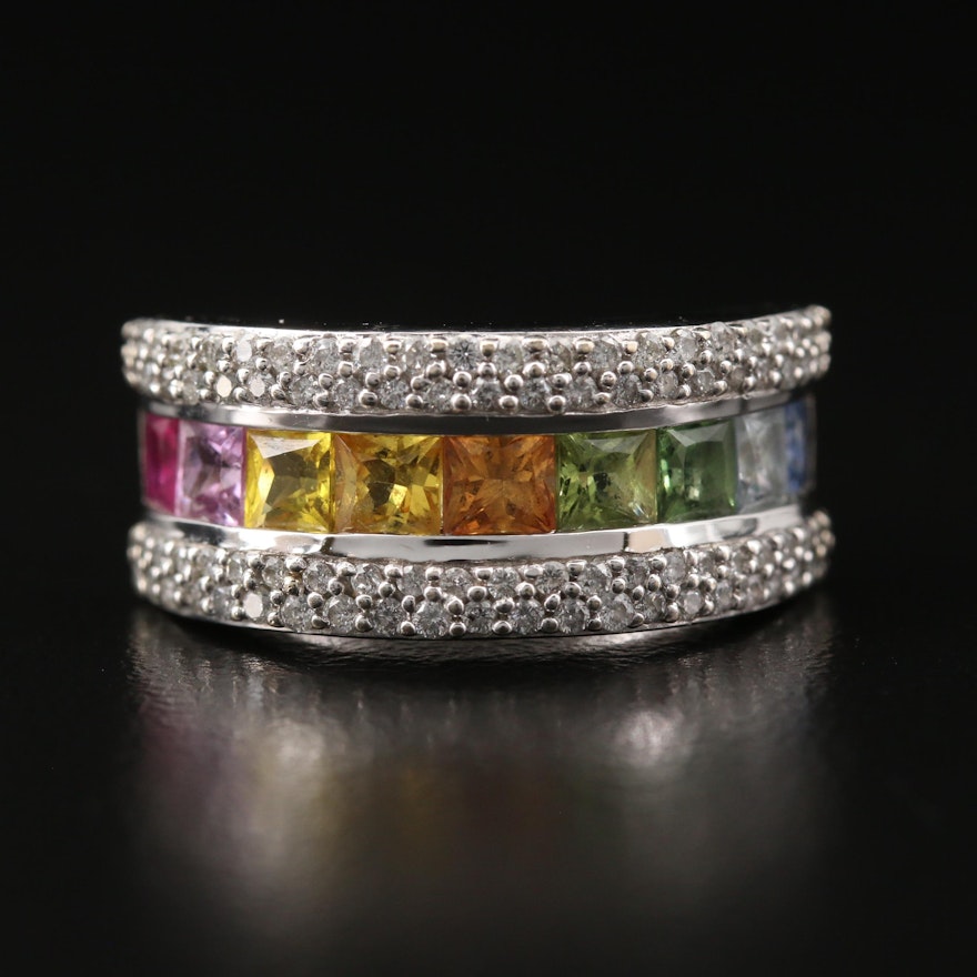 EFFY 14K Sapphire and Diamond Rainbow Ring