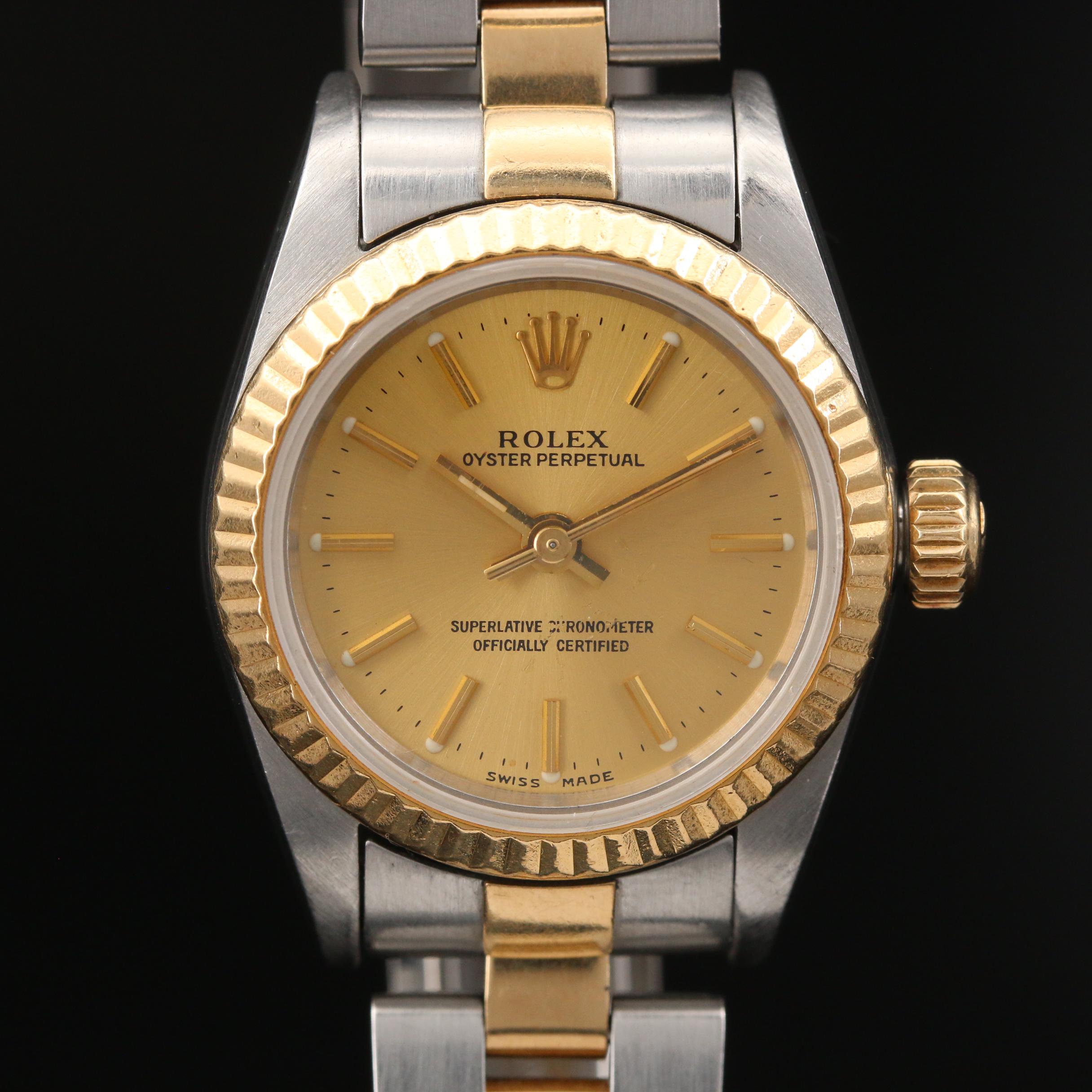 1991 Rolex Oyster Perpetual 18K Gold and Stainless Steel Automatic Watch