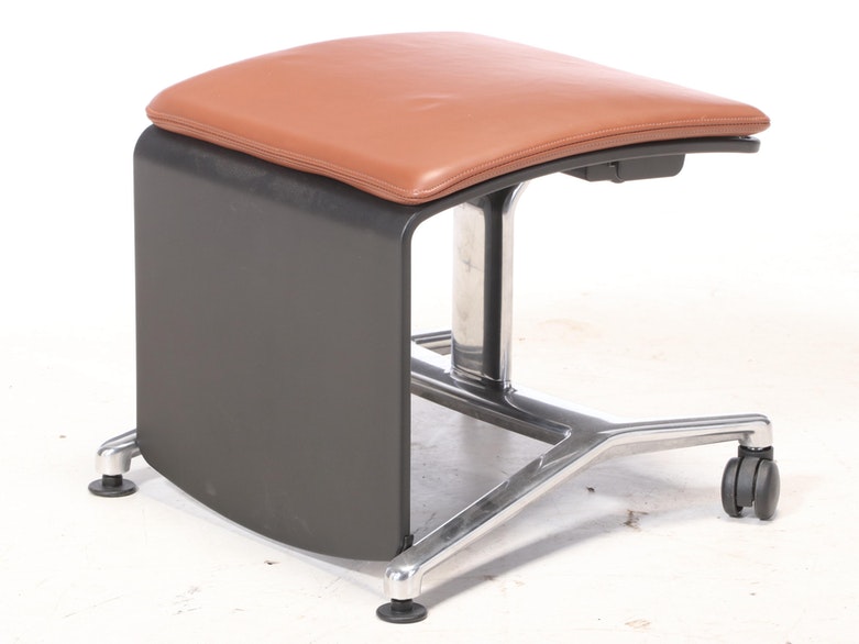 Steelcase Leap V2 Leather Upholstered Office Chair with Converting Ottoman