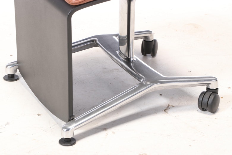 Steelcase Leap V2 Leather Upholstered Office Chair with Converting Ottoman