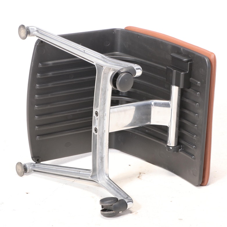 Steelcase Leap V2 Leather Upholstered Office Chair with Converting Ottoman