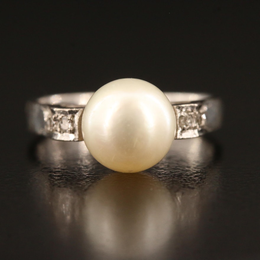 14K Pearl and Diamond Ring