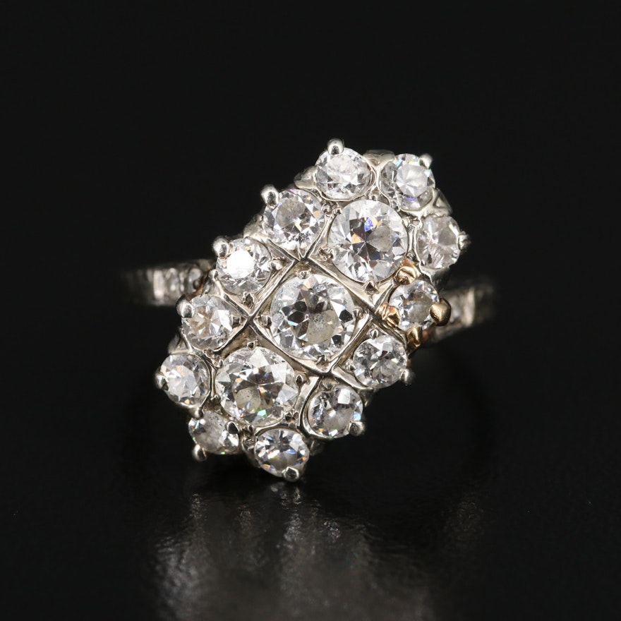 1930s 18K 1.45 CTW Diamond Cluster Ring