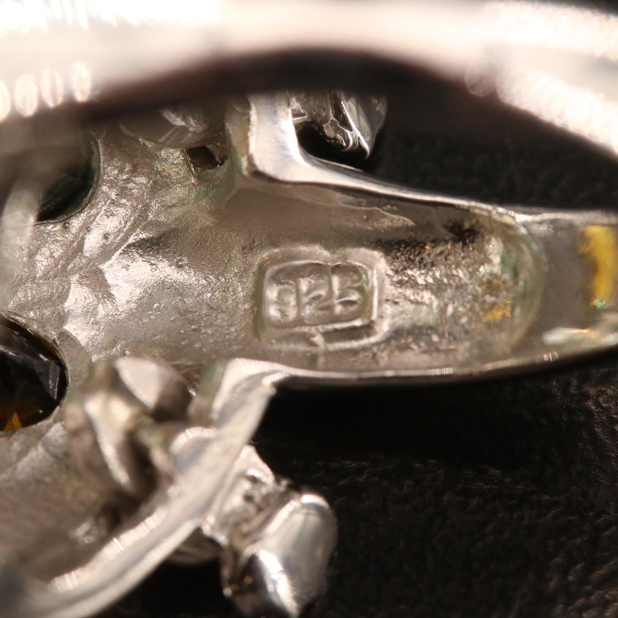 Sterling Silver Beryl and Tourmaline Articulated Turtle Ring