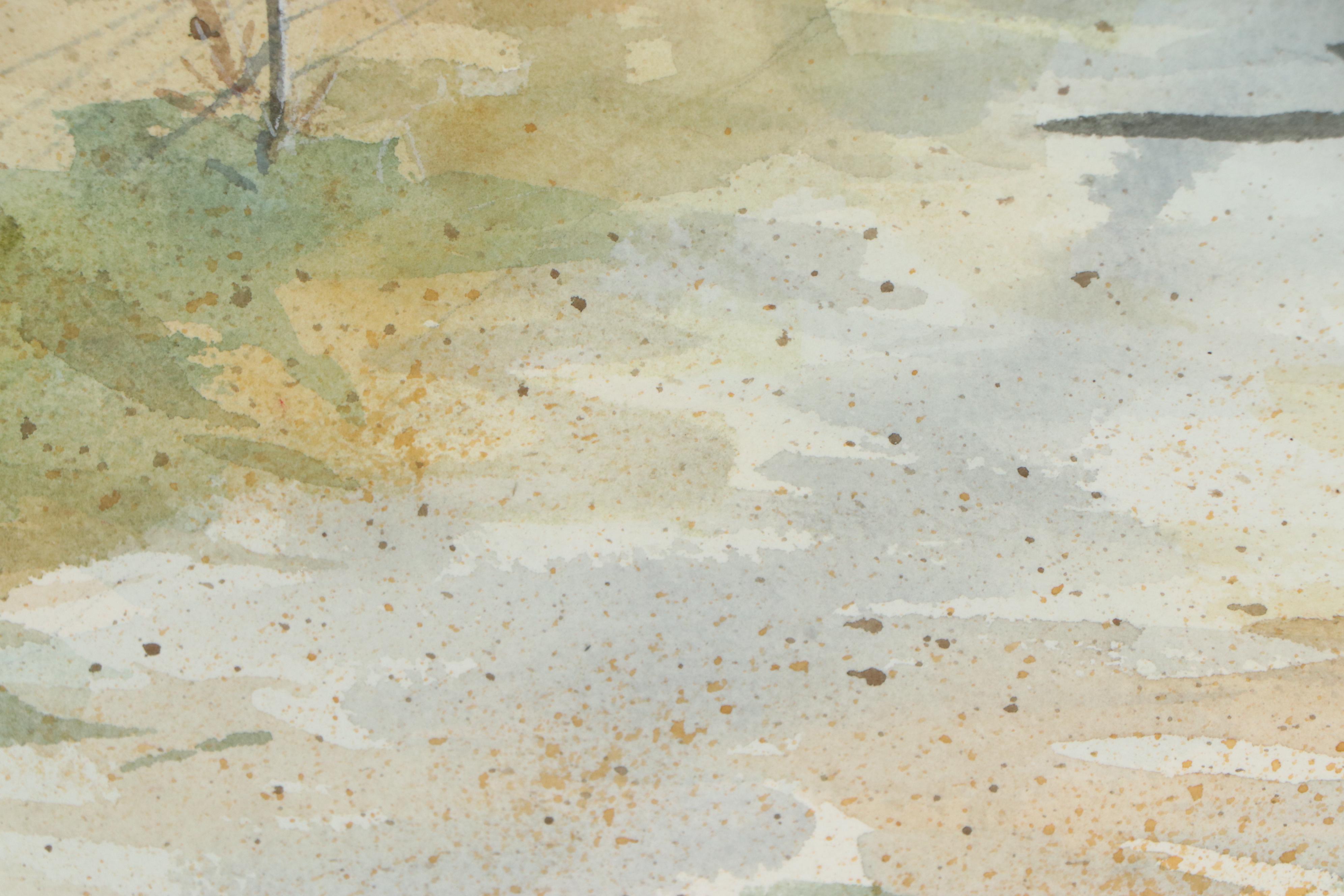 Ann M. Hupke Watercolor Painting of Buggy in Rural Landscape, Late 20th Century