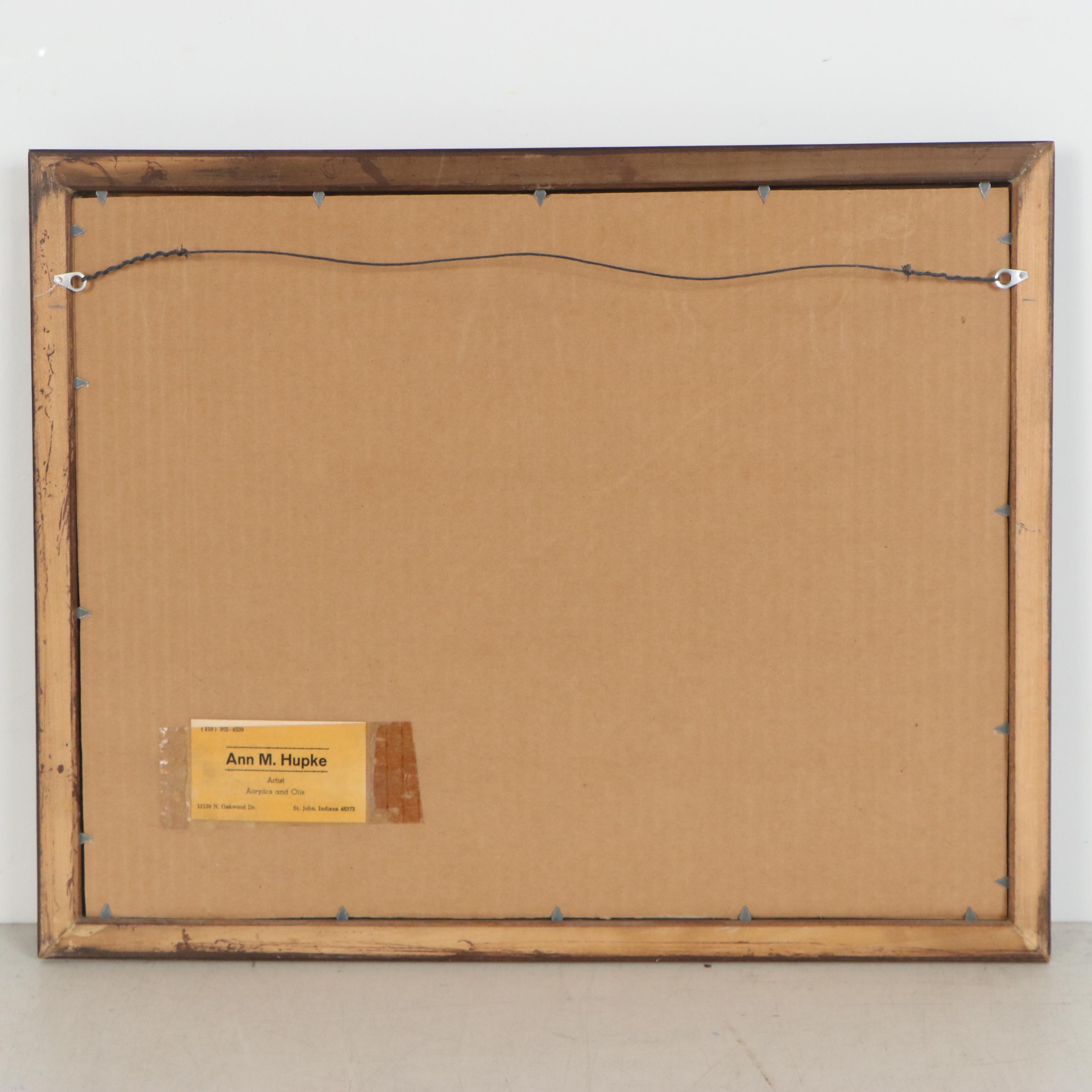 Ann M. Hupke Watercolor Painting of Buggy in Rural Landscape, Late 20th Century