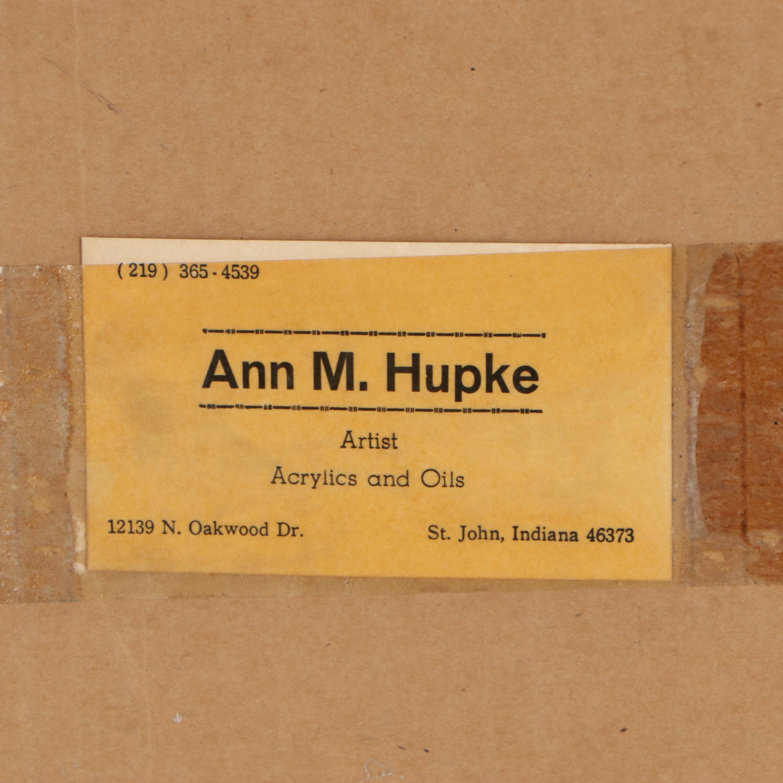 Ann M. Hupke Watercolor Painting of Buggy in Rural Landscape, Late 20th Century