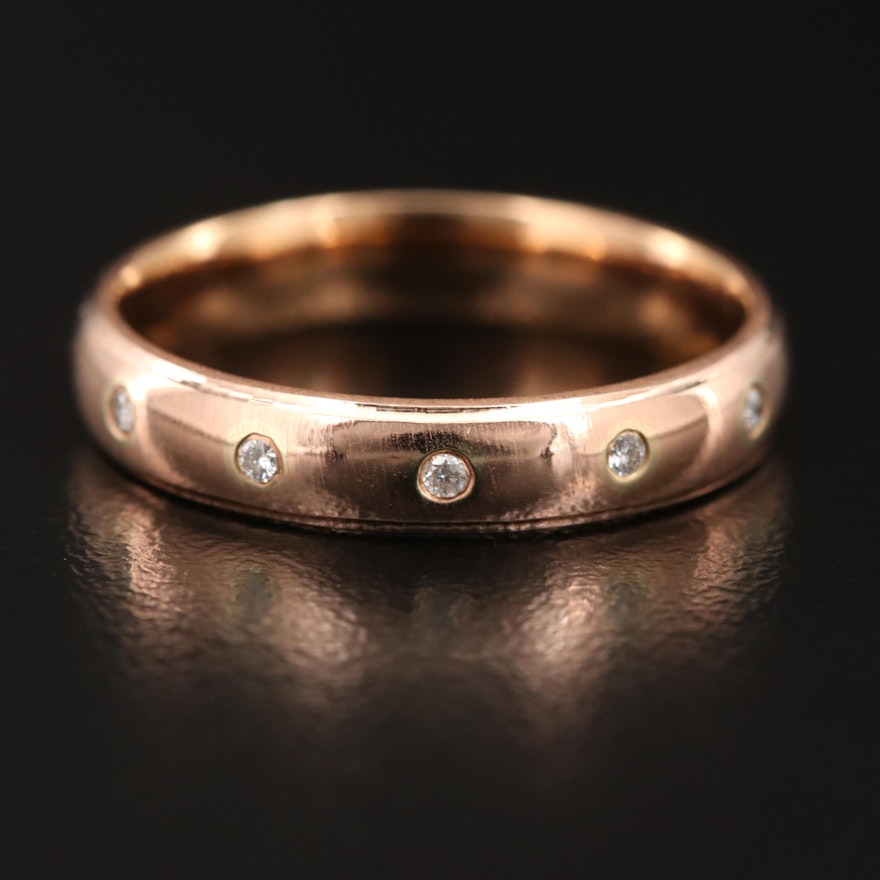 14K Rose Gold Flush Set Diamond Ring