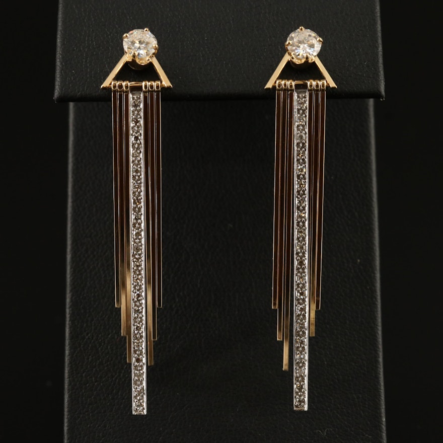 14K 1.37 CTW Diamond Stud Earrings and Fringed Jackets