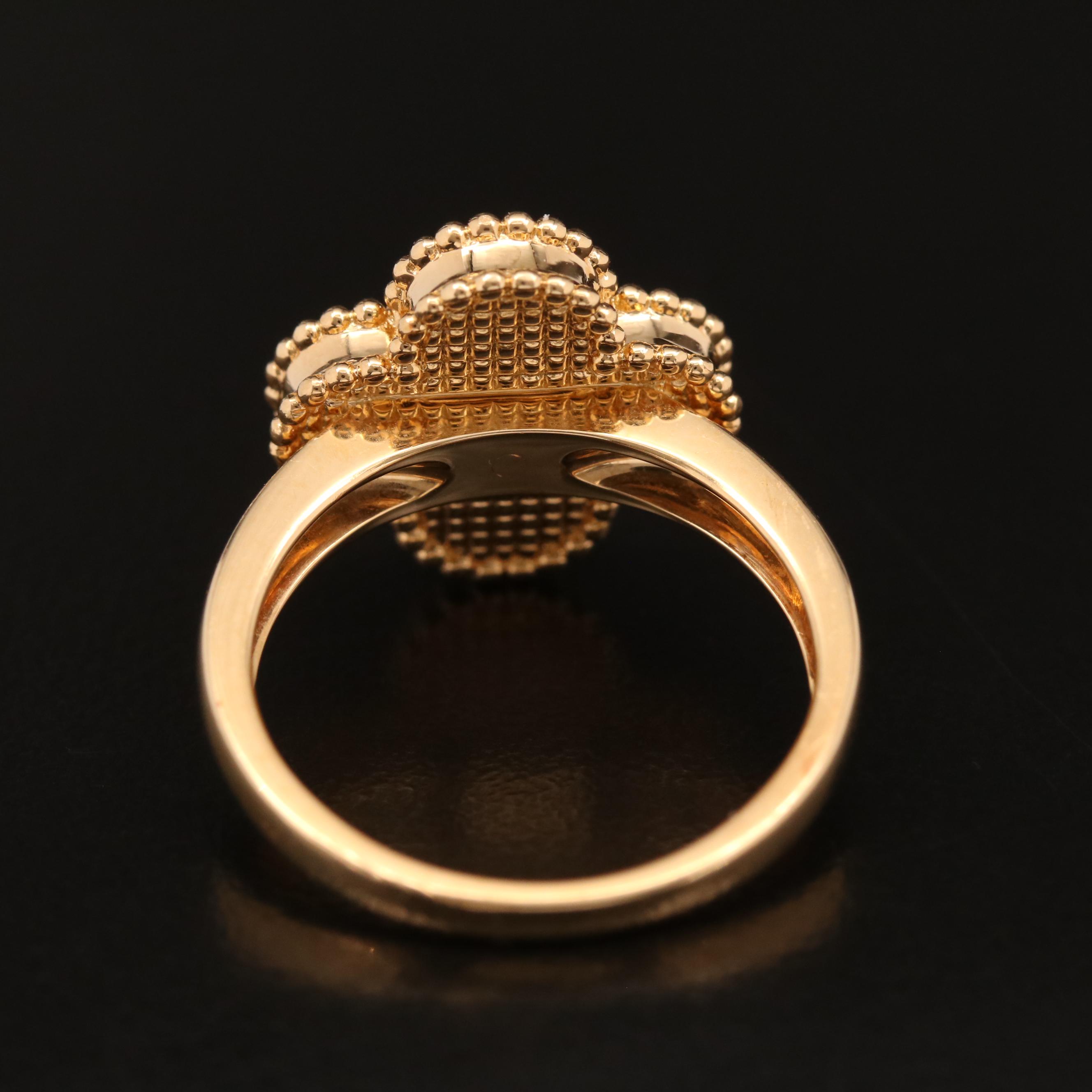 Van Cleef & Arpels "Alhambra" 18K Black Onyx and Diamond Ring