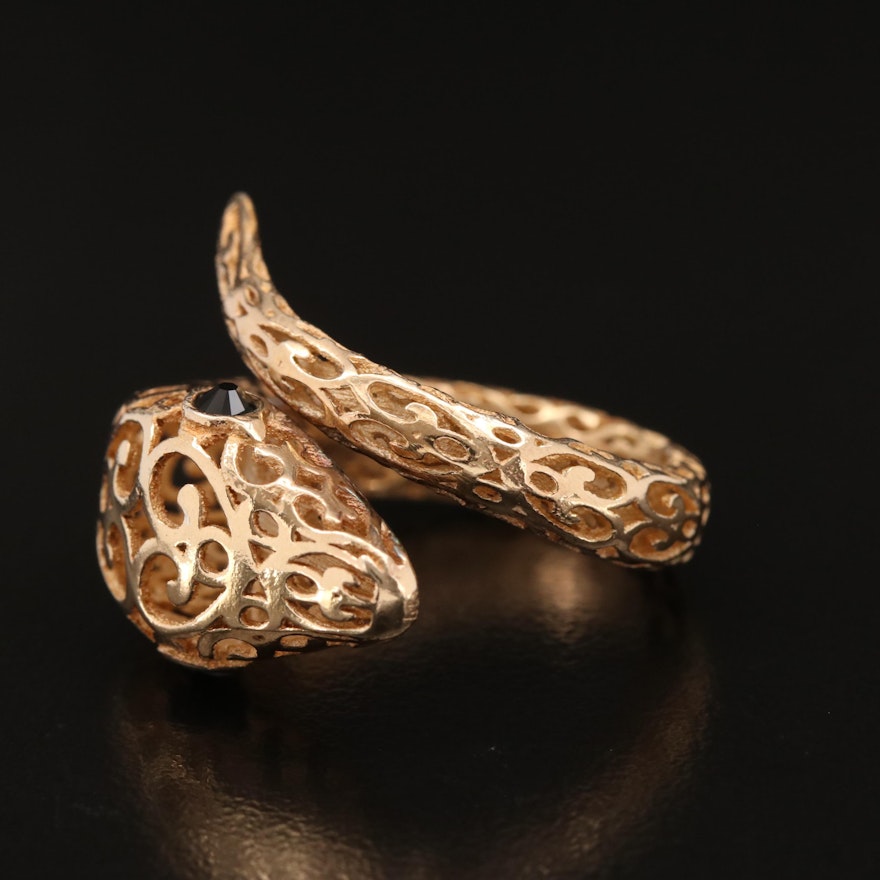 Sterling Silver Openwork Snake Bypass Ring