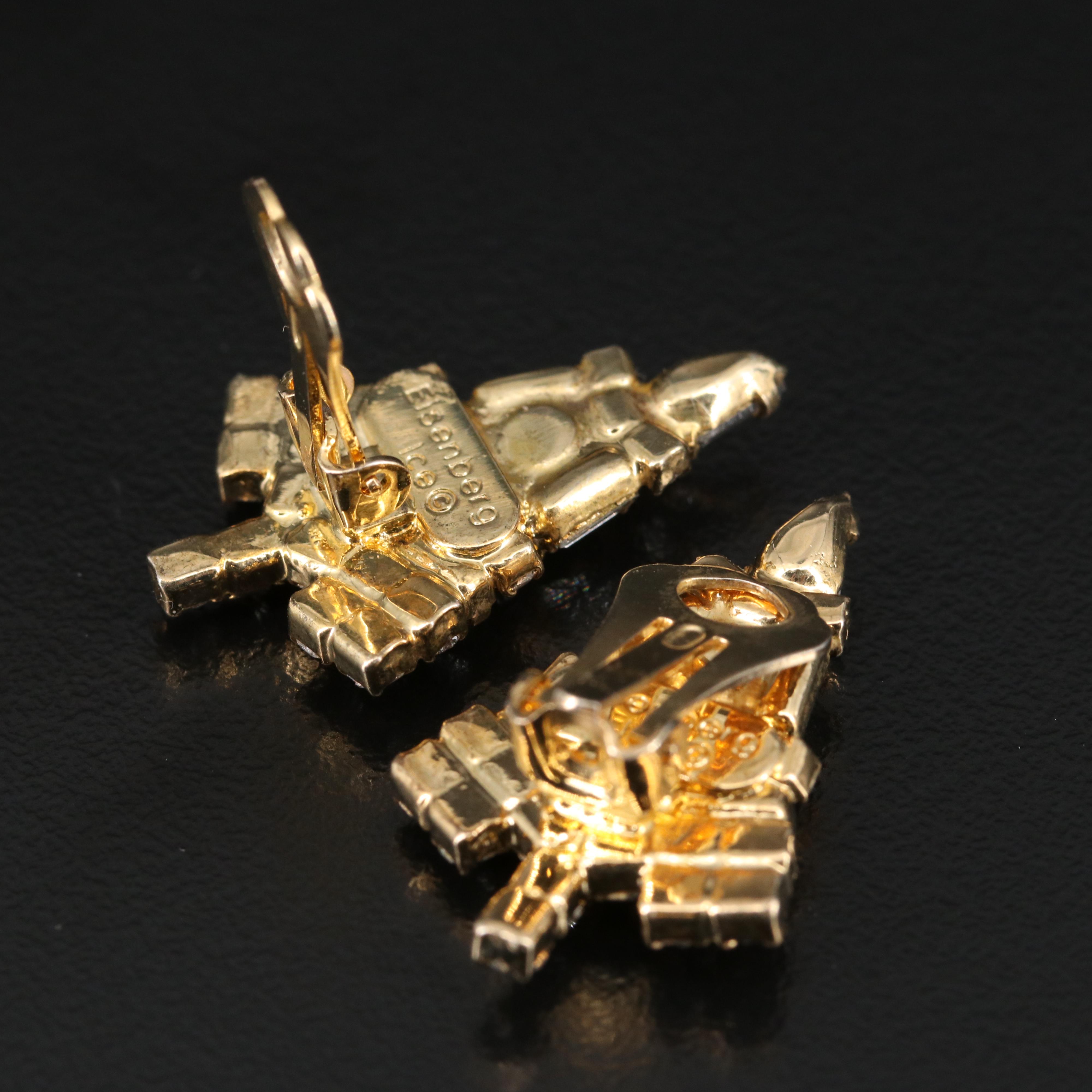 Vintage Eisenberg Ice Rhinestone Christmas Tree Clip Earrings