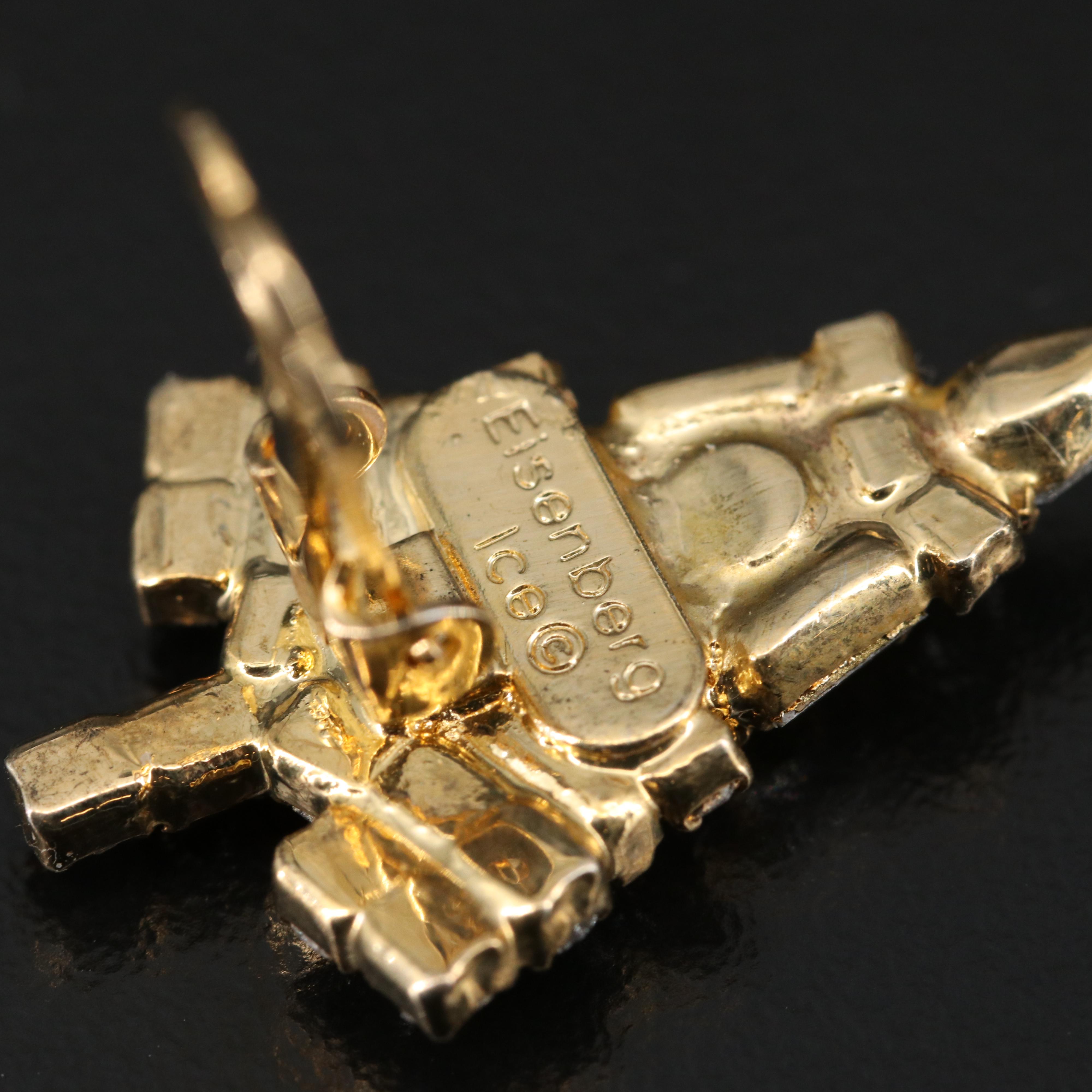 Vintage Eisenberg Ice Rhinestone Christmas Tree Clip Earrings