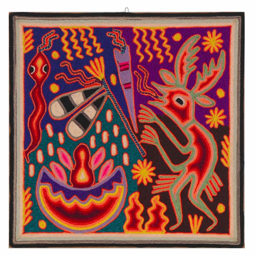 Maximino Renteria de la Cruz & Yolanda Diaz Medina Huichol Yarn Painting