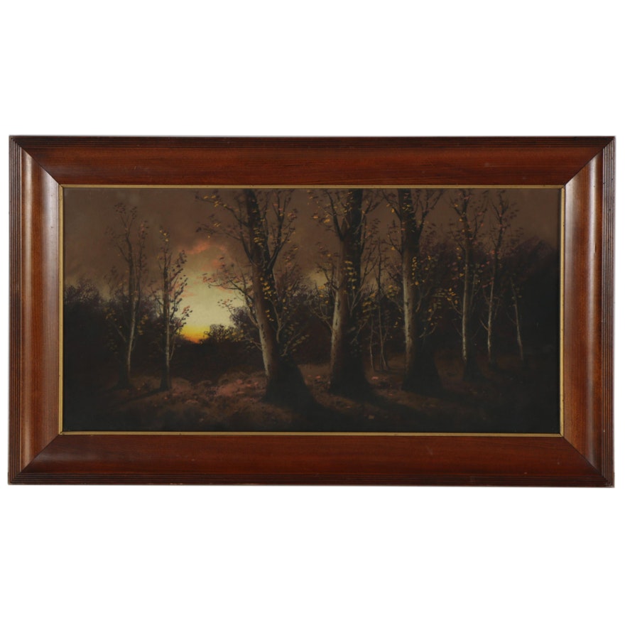 Pastel Drawing of Twilight Landscape, Mid to Late 20th Century