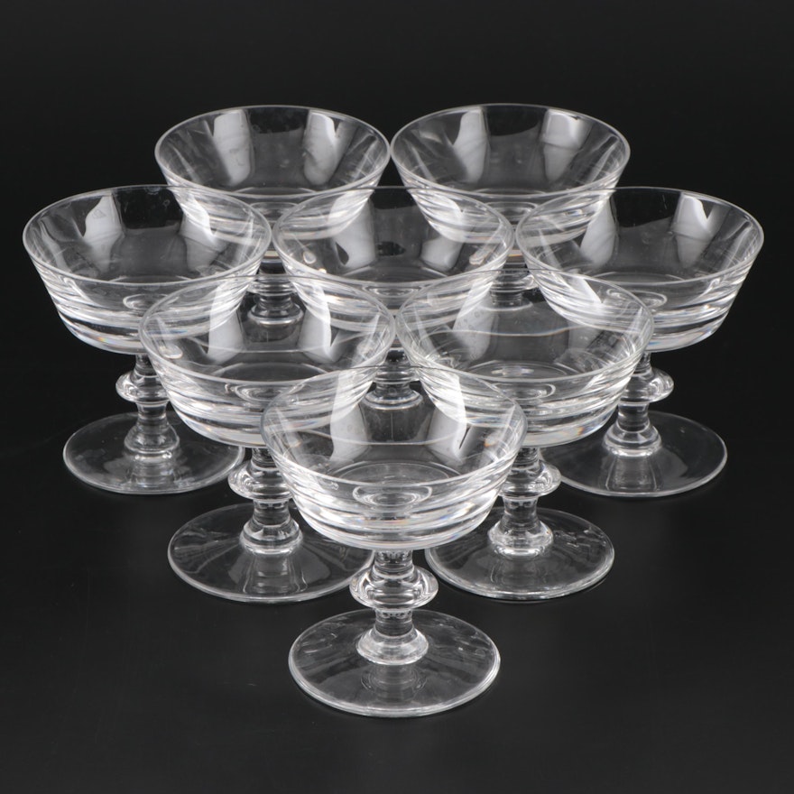 Val St. Lambert "State Plain" Crystal Coupes, Late 20th Century