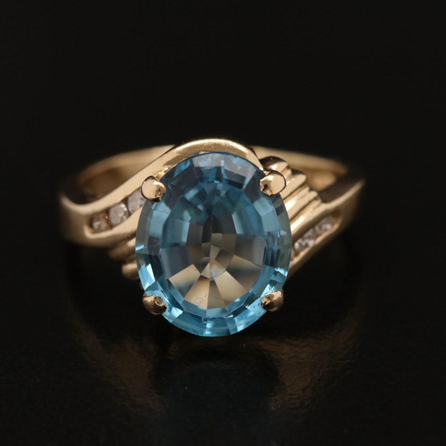 14K Topaz and Diamond Ring