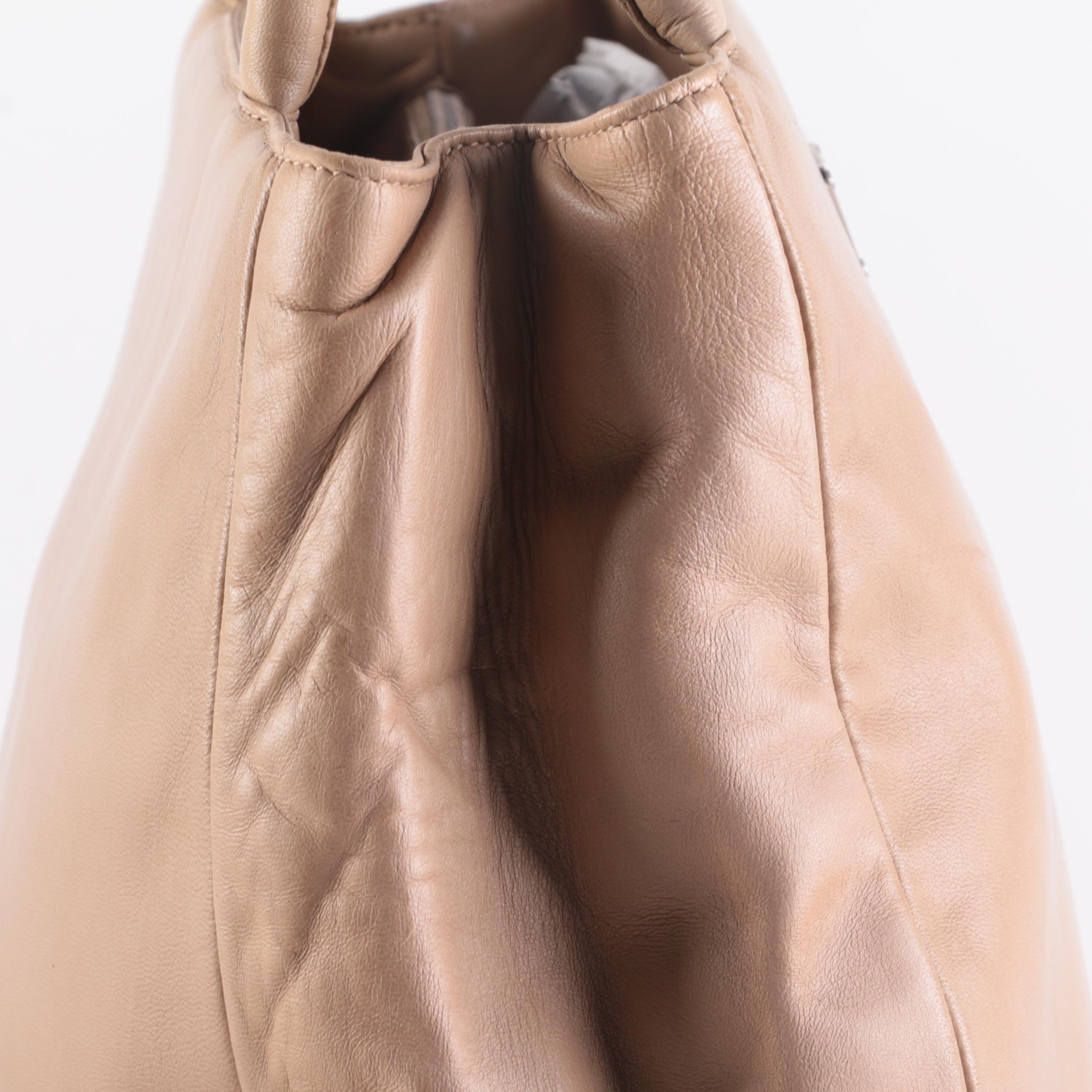 Prada Beige Smooth Leather Top Handle Bag