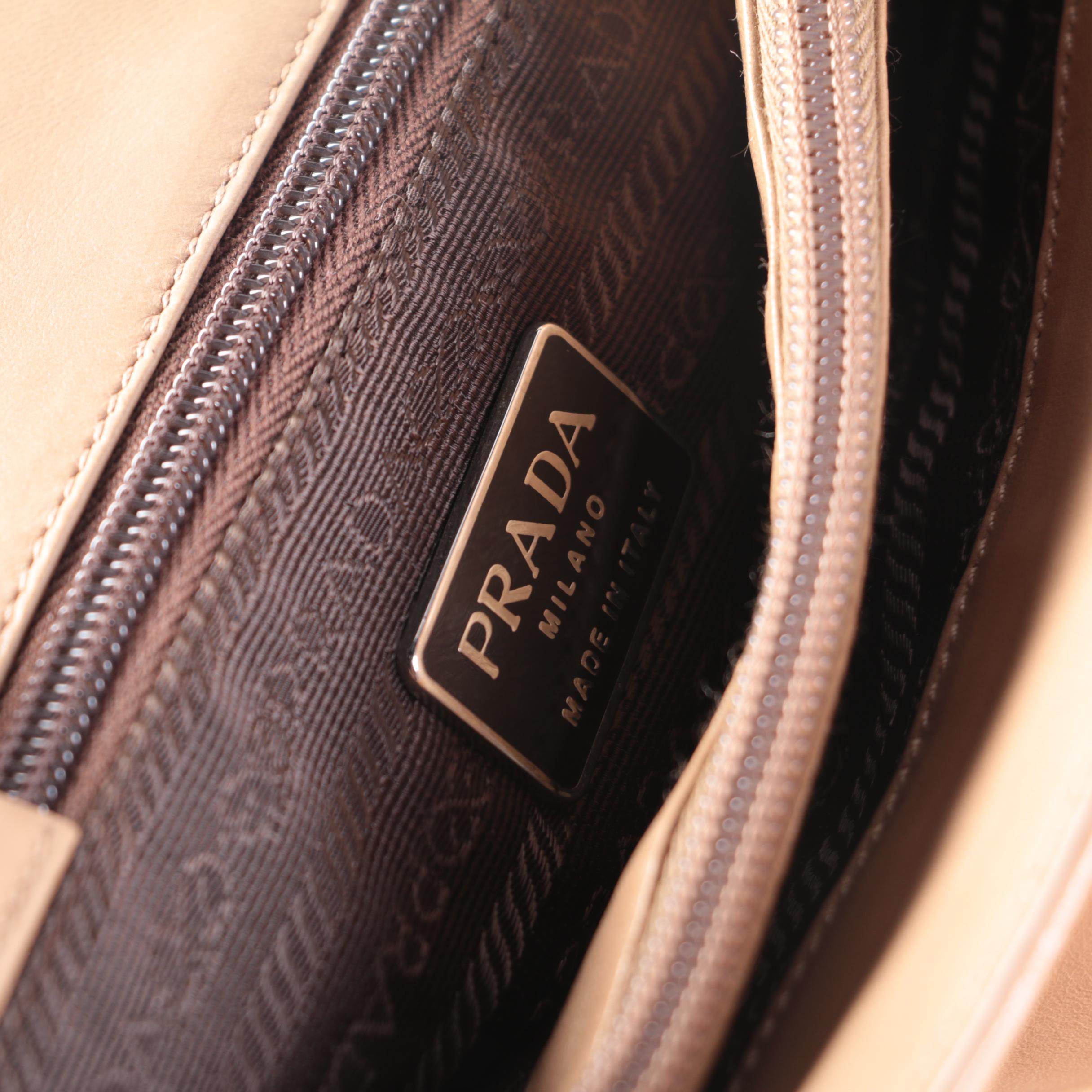 Prada Beige Smooth Leather Top Handle Bag
