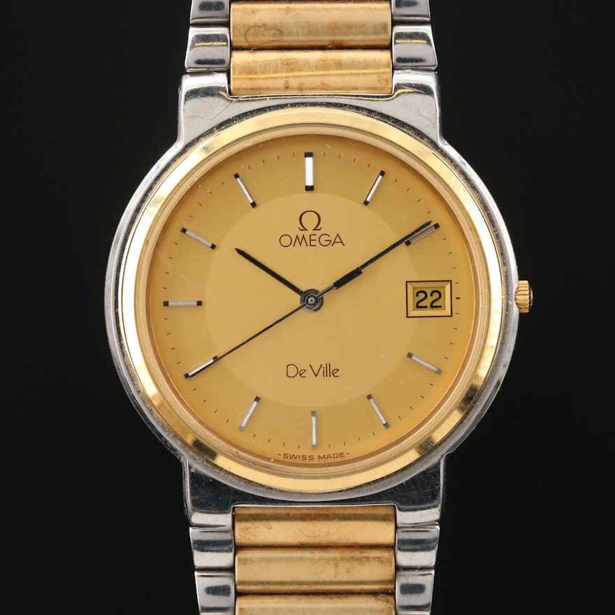 Omega DeVille 18K and Stainless Steel Quartz Wristwatch