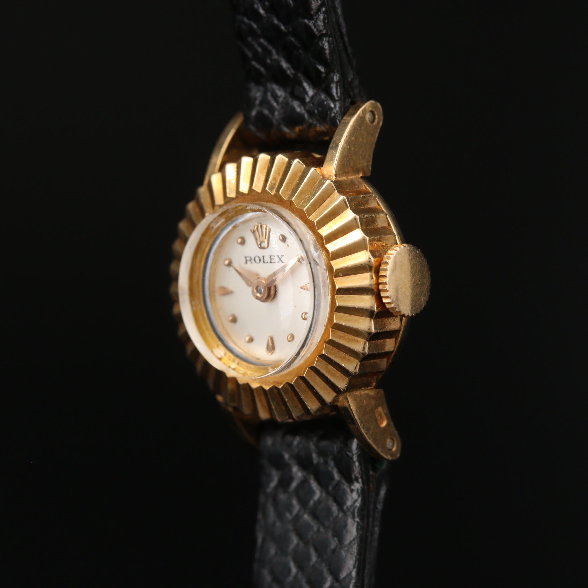 1956 Rolex Orchid 18K Yellow Gold Stem Wind Watch