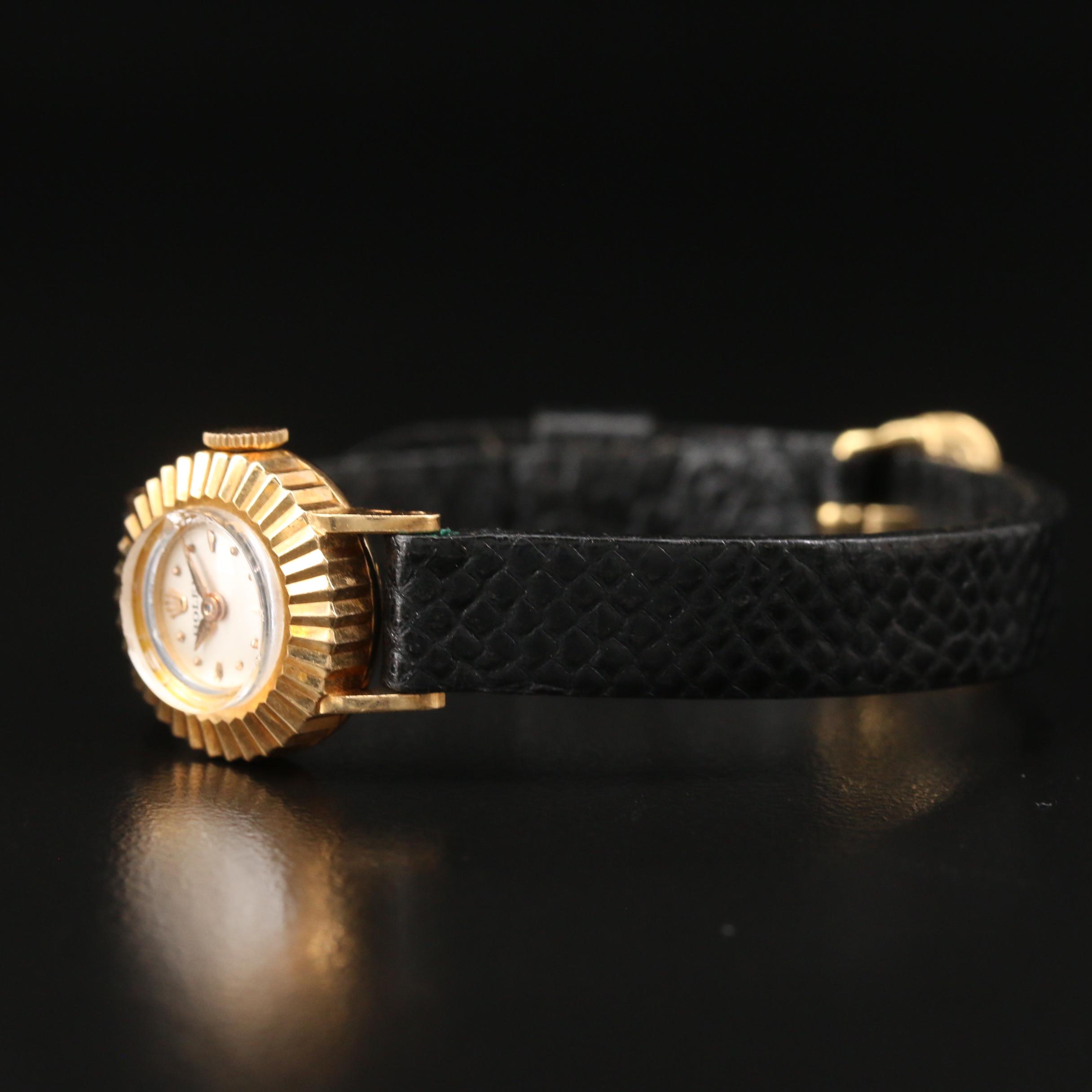 1956 Rolex Orchid 18K Yellow Gold Stem Wind Watch