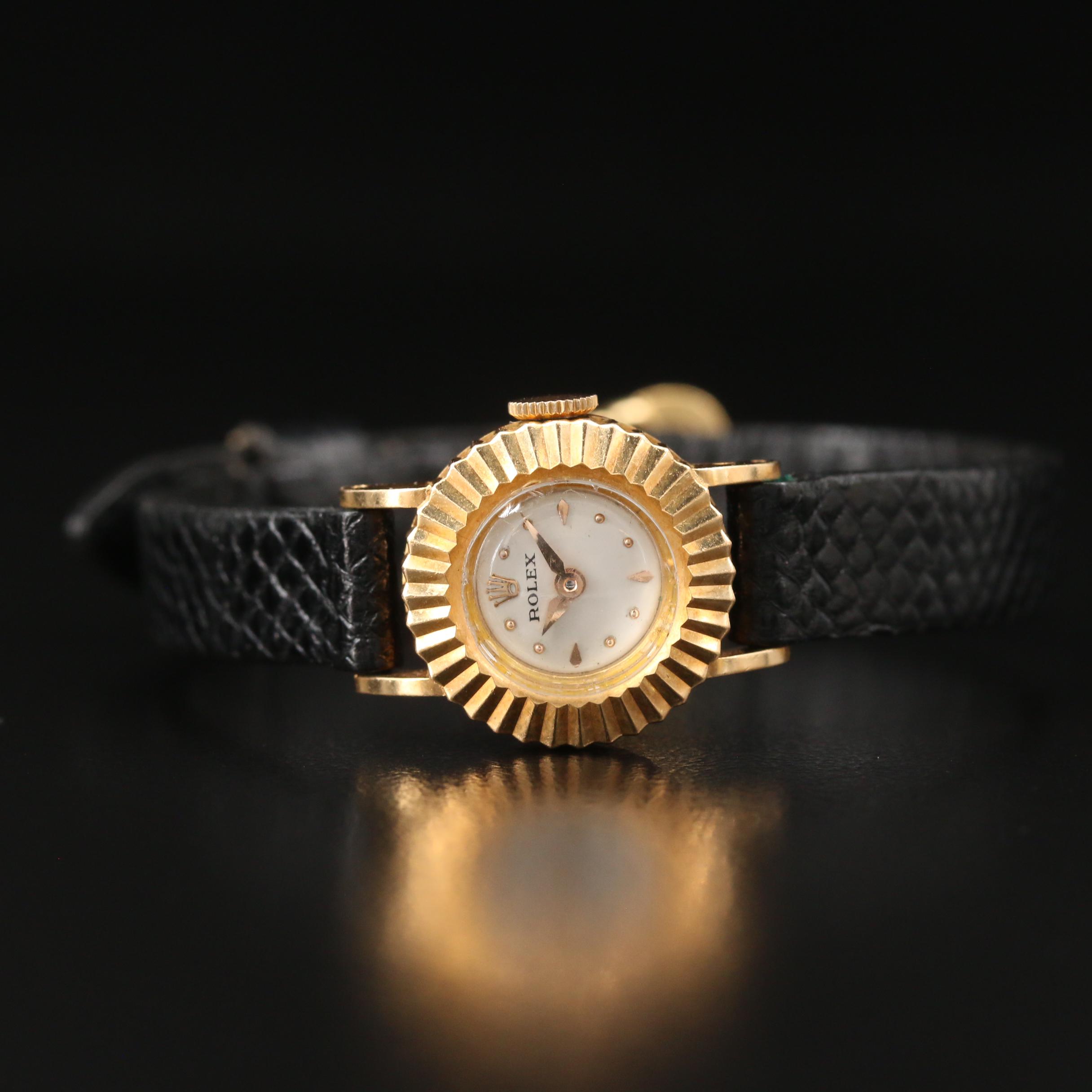 1956 Rolex Orchid 18K Yellow Gold Stem Wind Watch