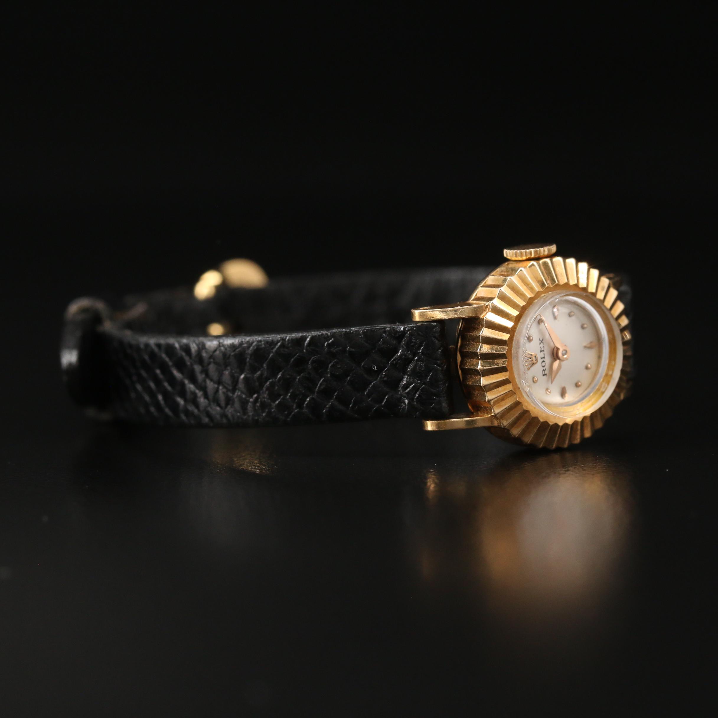 1956 Rolex Orchid 18K Yellow Gold Stem Wind Watch